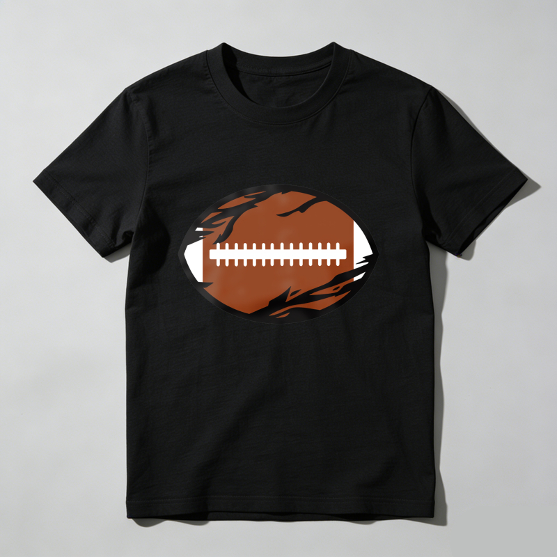 Football Design With Cracked Effect T Shirt