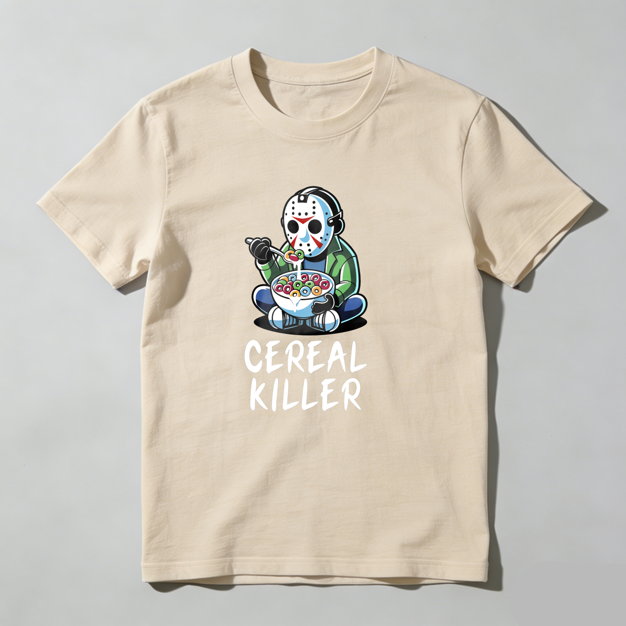 Cereal Killer Character Eating Cereal tshirt 100% cotton