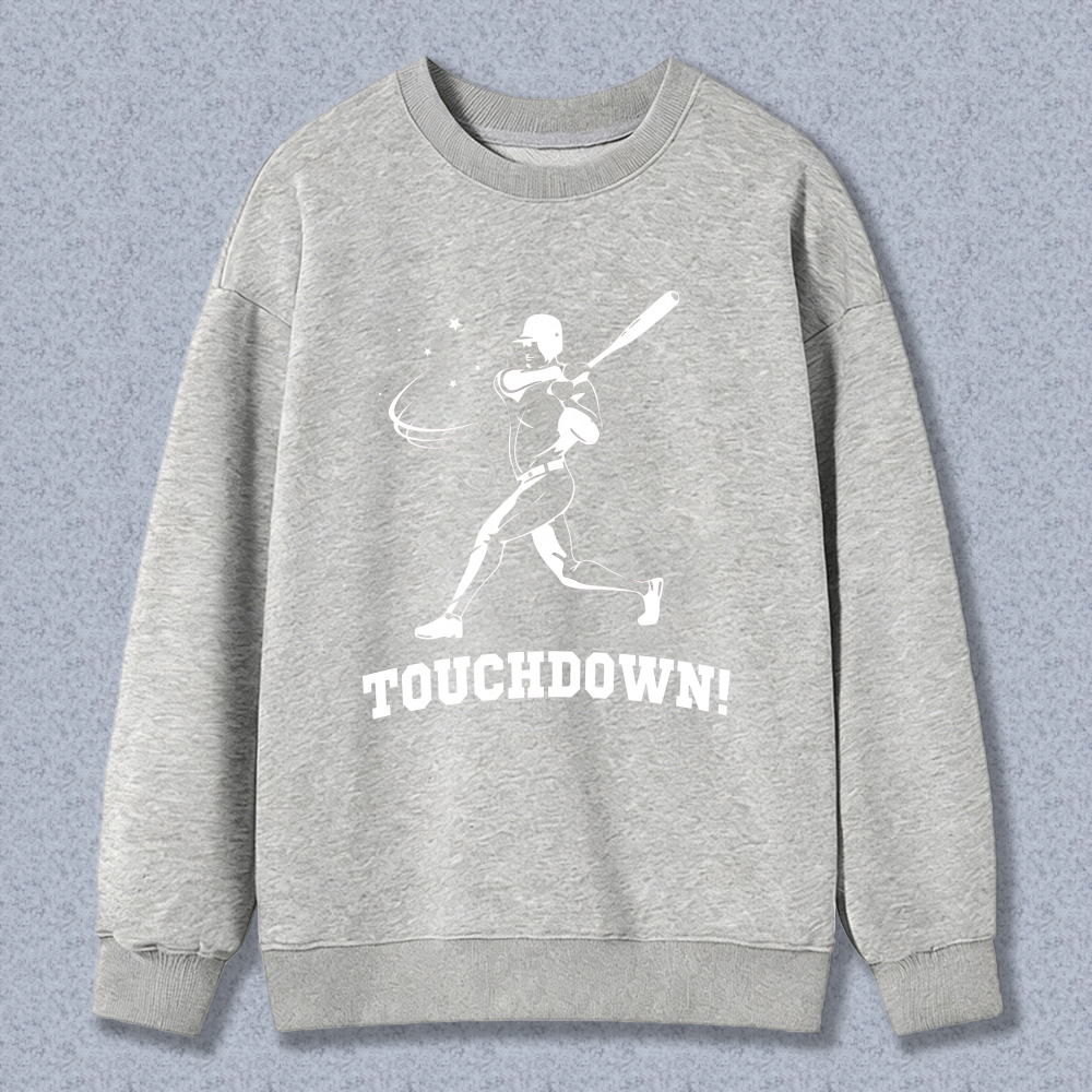 Dorawear™ Baseball Player Swinging Bat With Touchdown Text Unisex Classic Sweatshirt