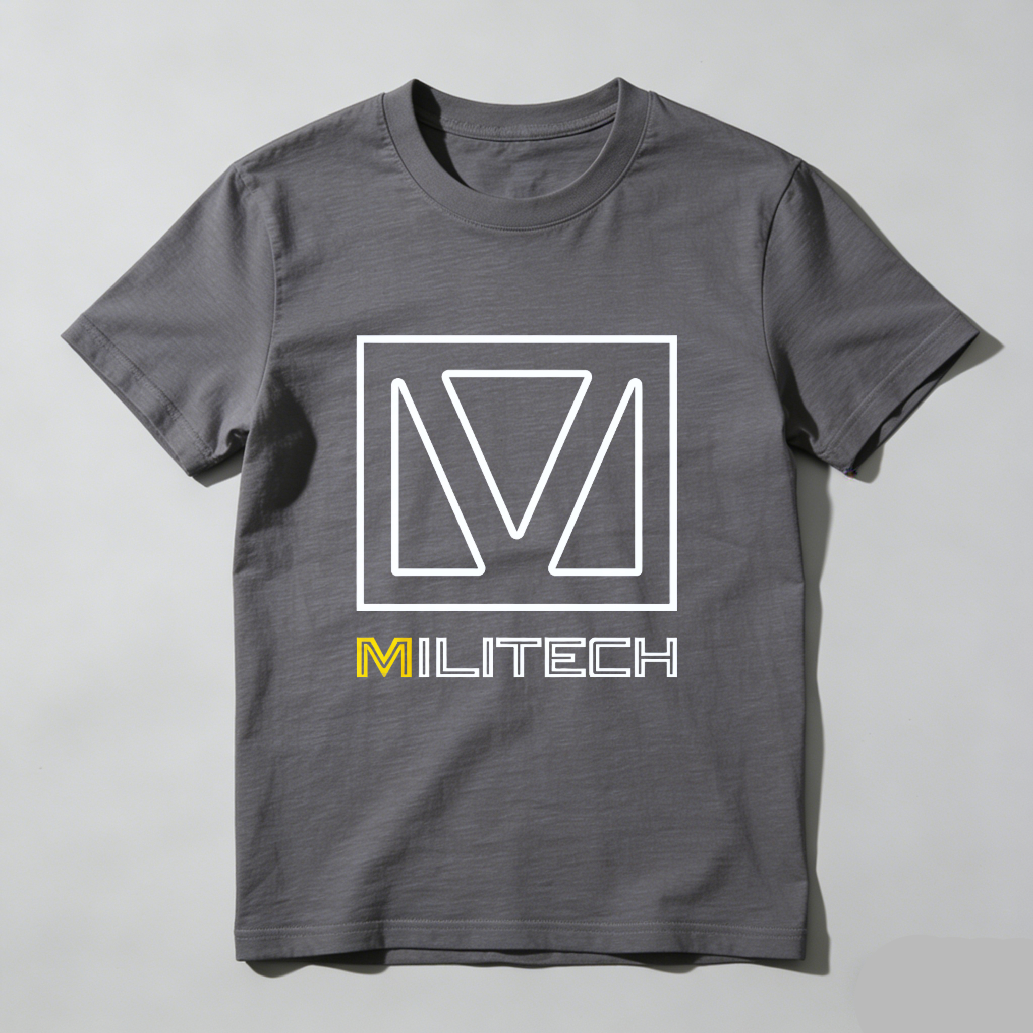 Dorawear™ Militech Logo Design White And Yellow Print Pure Cotton Short Sleeve T Shirt-Dorawear