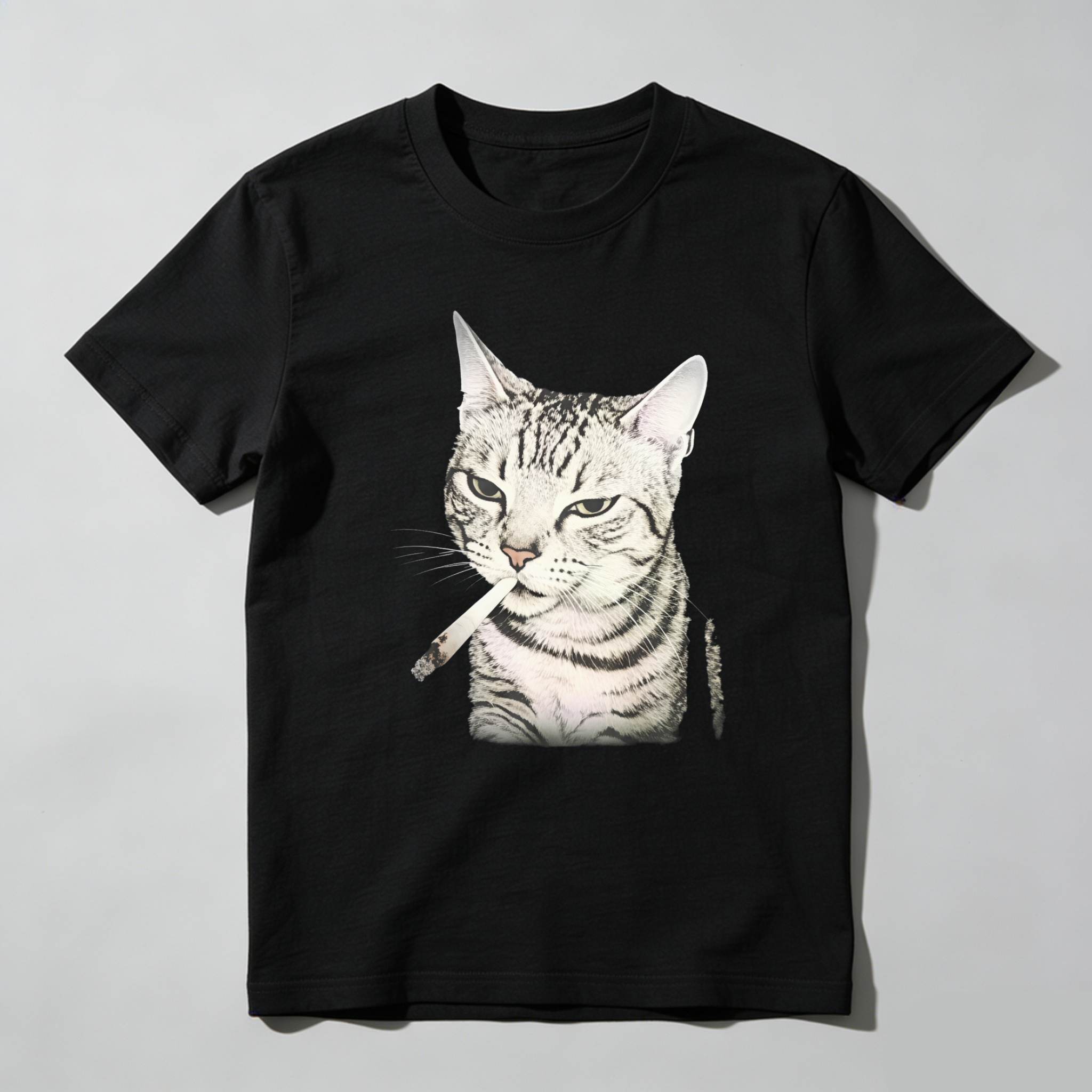 Dorawear™ Cat Smoking Cigarette Graphic Print T Shirt