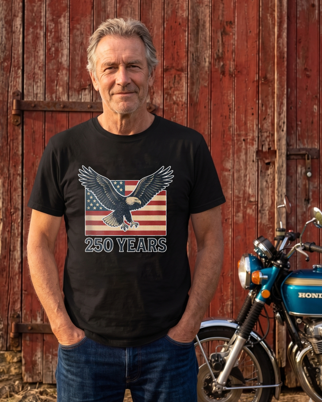 American Eagle With Flag And 250 Years Text T-shirt