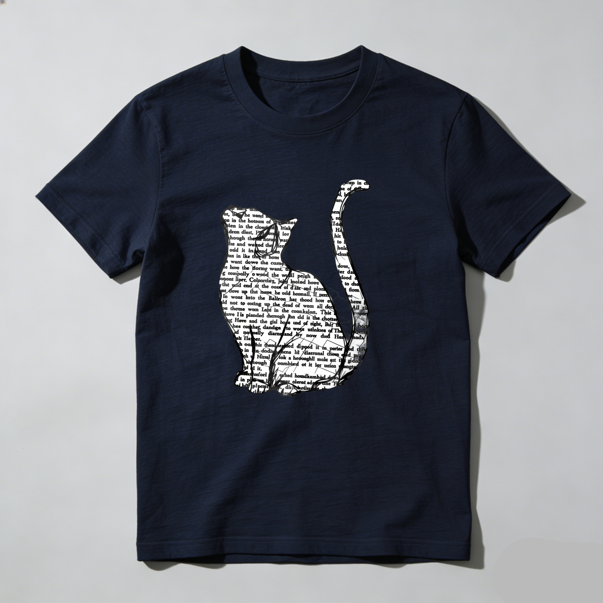 Dorawear™ Cat Silhouette Text Pattern Print Design T Shirt