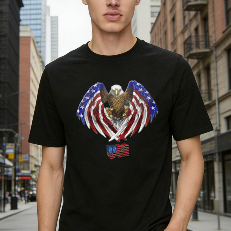 American Eagle With Flag Wings And Usa Flag T-shirt