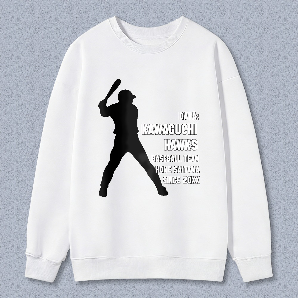 Dorawear™ Baseball Player Silhouette With Data Kawaguchi Hawks Baseball Team Home Saitama Since 20xx Unisex Classic Sweatshirt-Dorawear