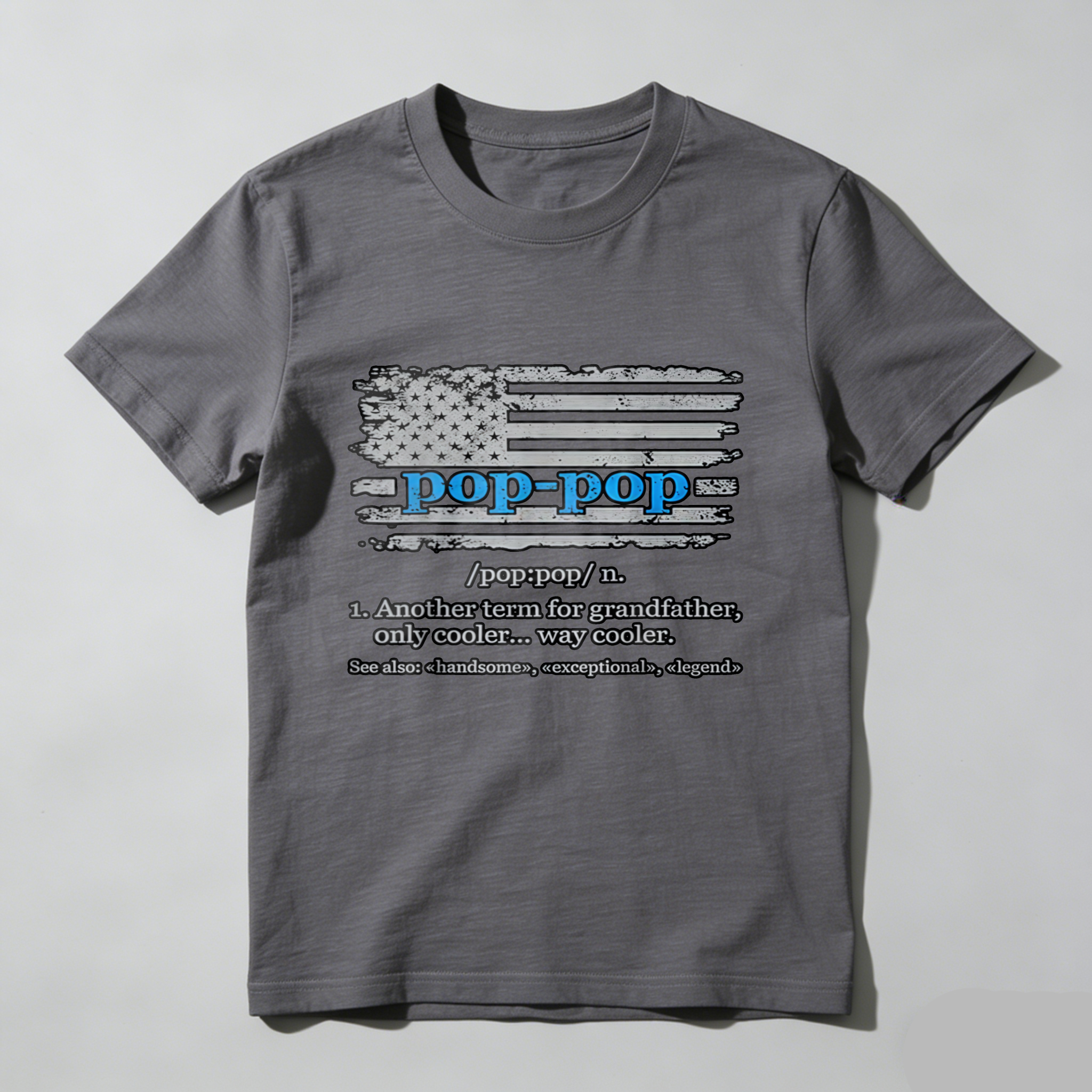 Dorawear™  Pop Pop Definition With American Flag T Shirt