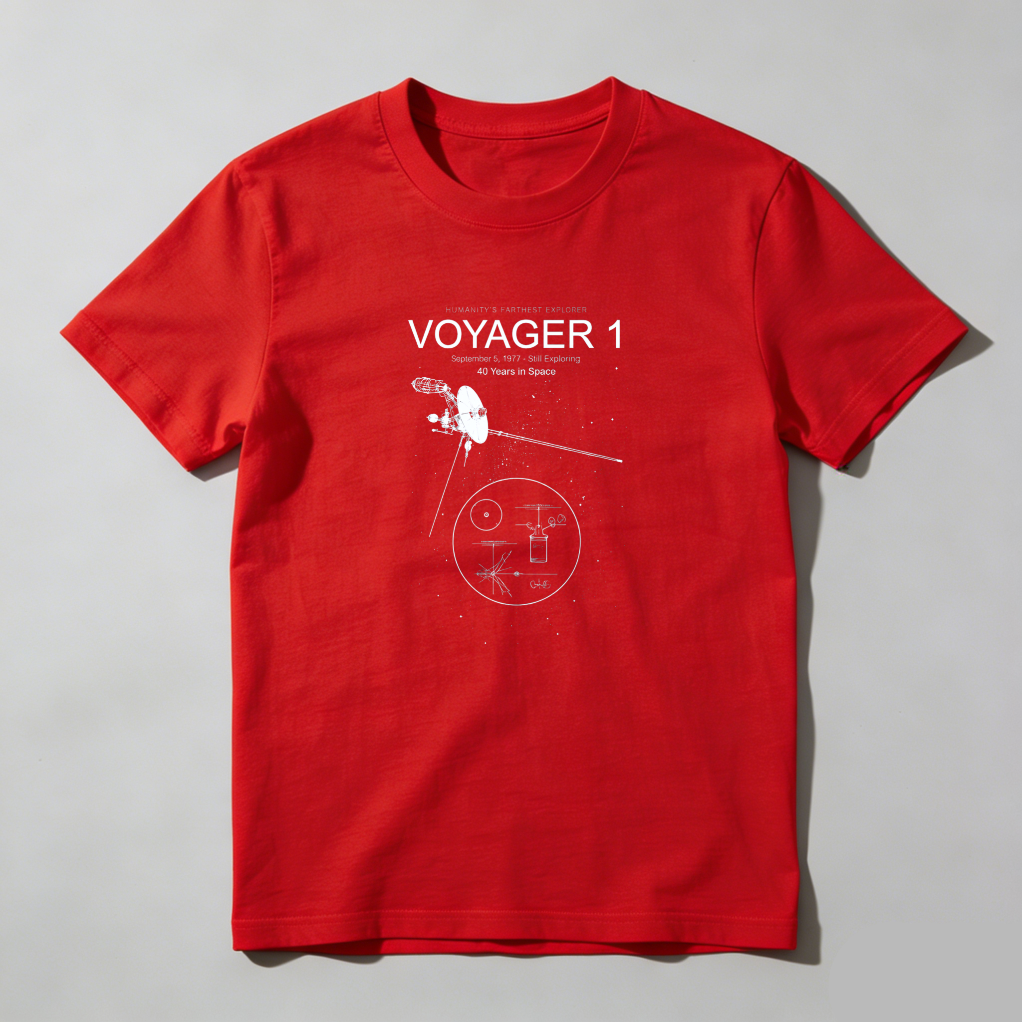 Dorawear™ Voyager 1 Space Exploration Golden Record Pure Cotton Short Sleeve T Shirt-Dorawear