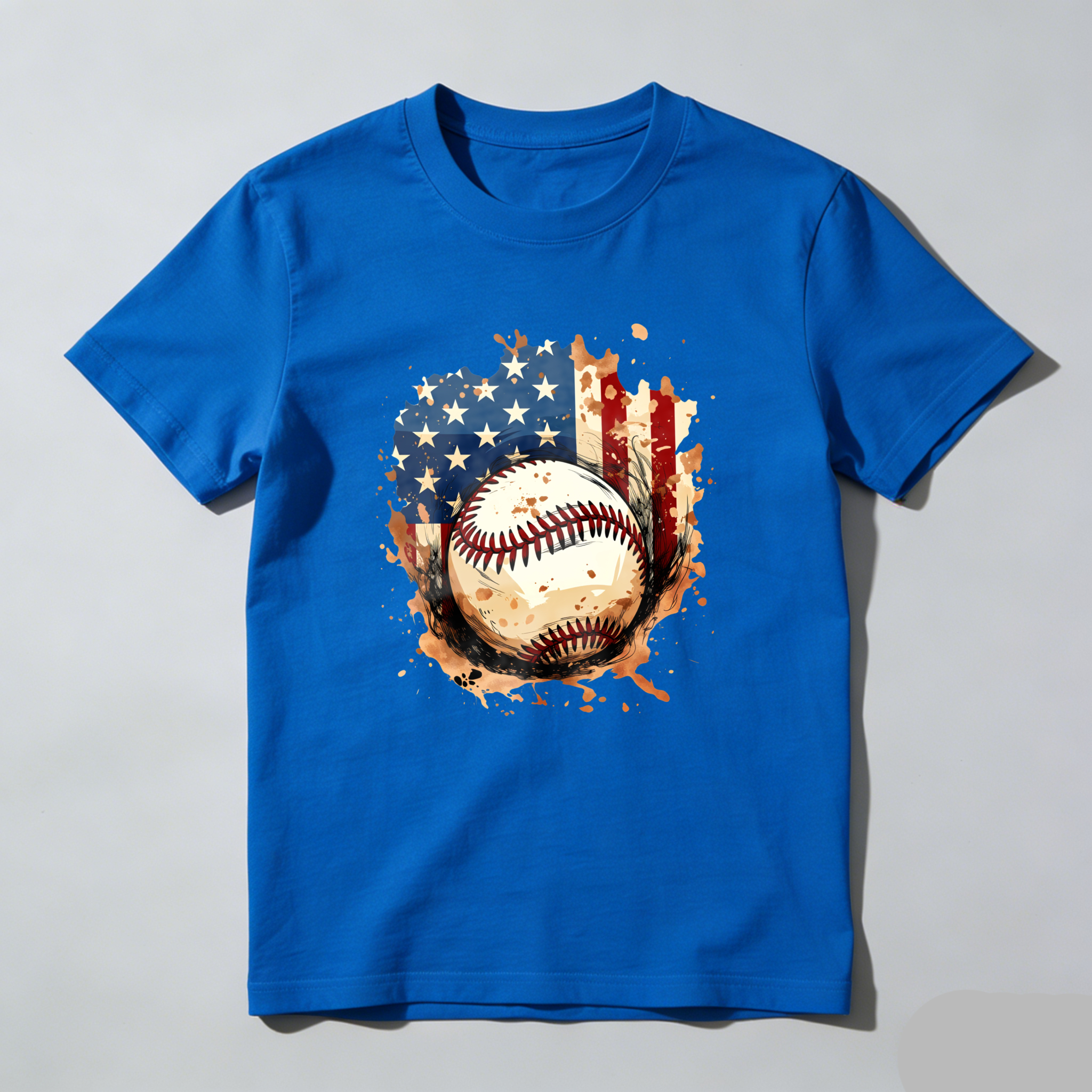 Dorawear™ Baseball American Flag Design On Black Shirt  T Shirt-Dorawear