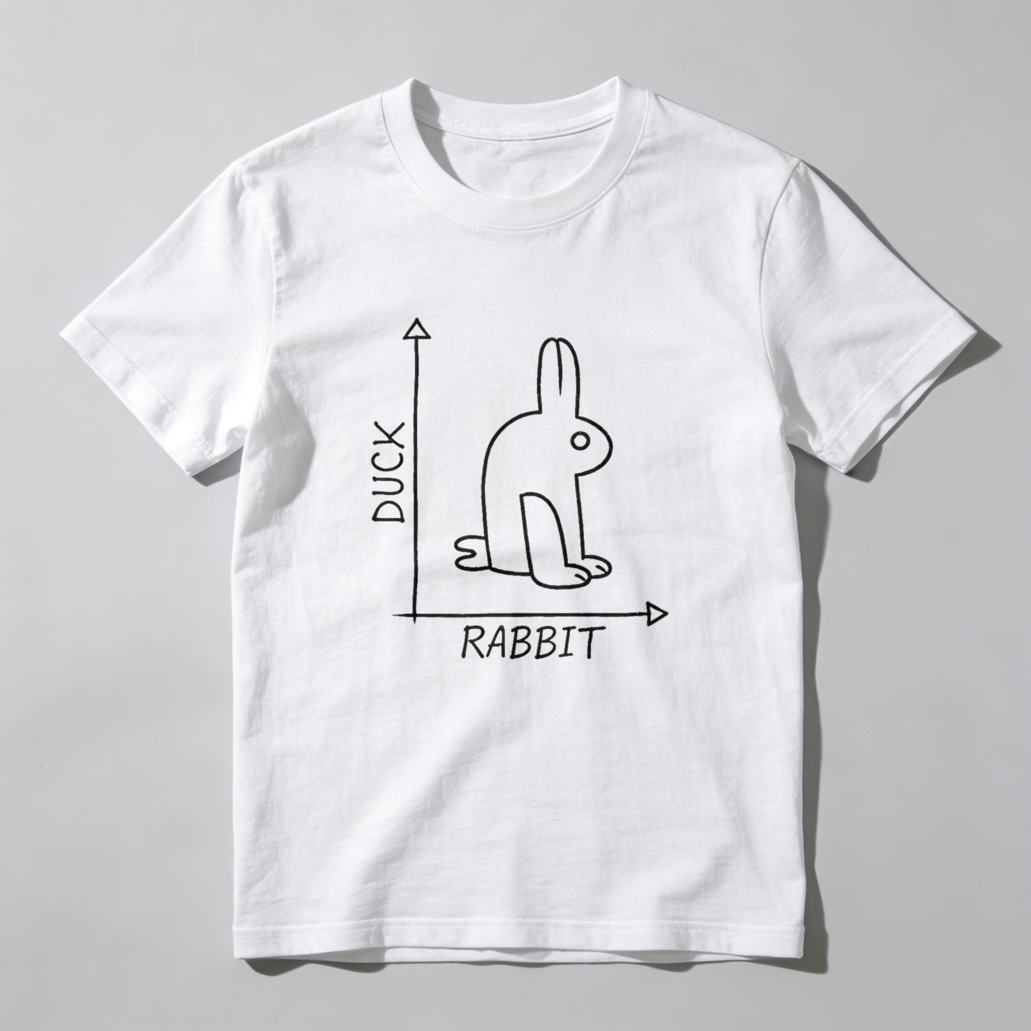 Dorawear™ Duck Rabbit Optical Illusion Pure Cotton Short Sleeve T-Shirt-Dorawear