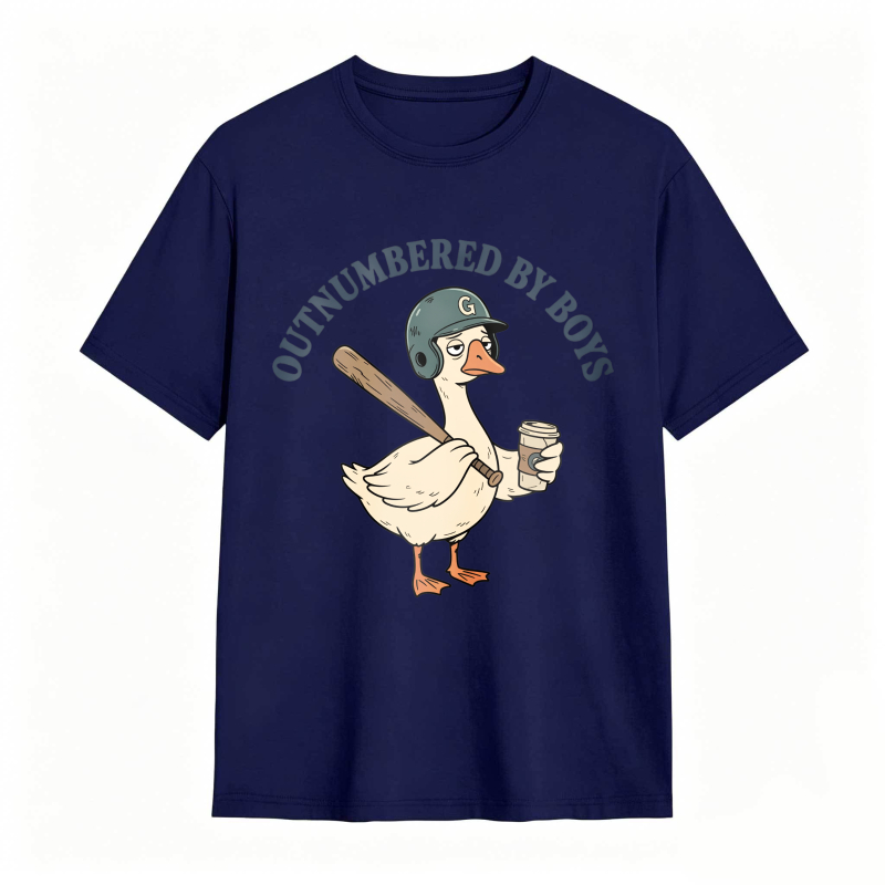 Dorawear™Duck Holding Baseball Bat And Coffee Cup Outnumbered By Boys Unisex Classic T-shirt