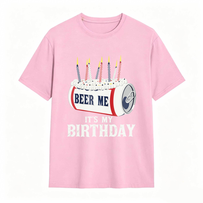 Dorawear™ Beer Can With Candles And Text Beer Me Its My Birthday Unisex Classic T-shirt