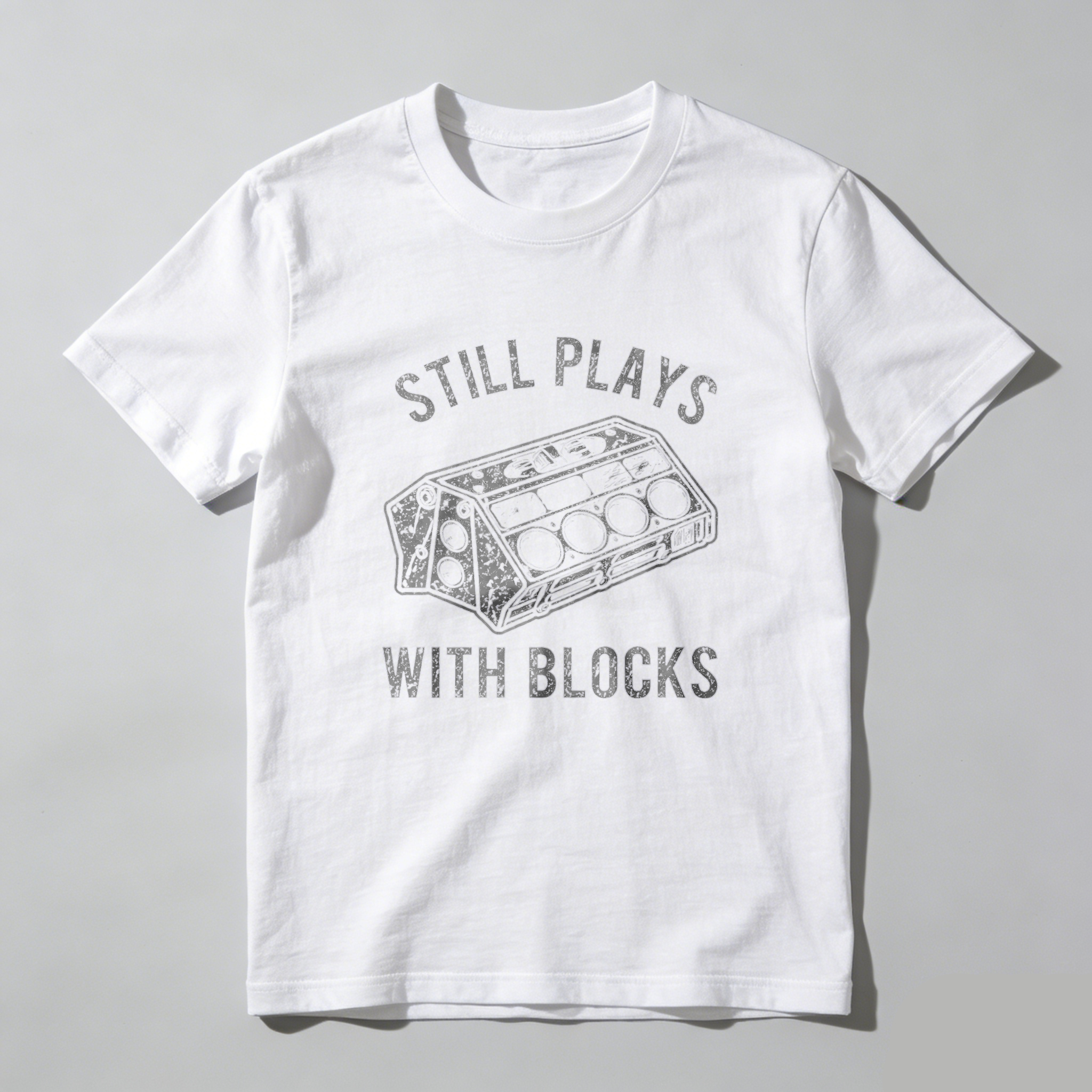 Dorawear™ Still Plays With Blocks Engine Print Pure Cotton Short Sleeve T-Shirt-Dorawear