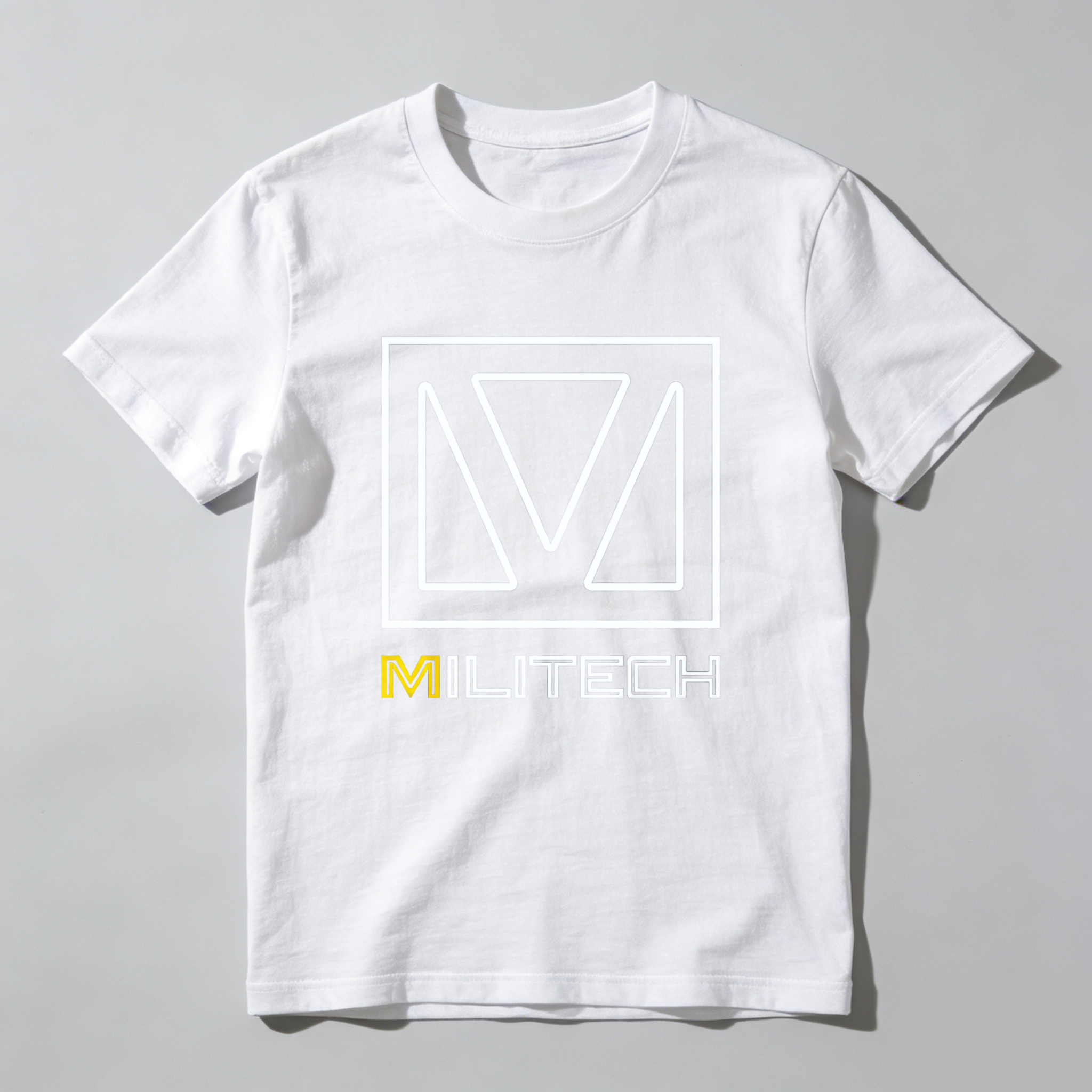 Dorawear™ Militech Logo Design White And Yellow Print Pure Cotton Short Sleeve T Shirt-Dorawear