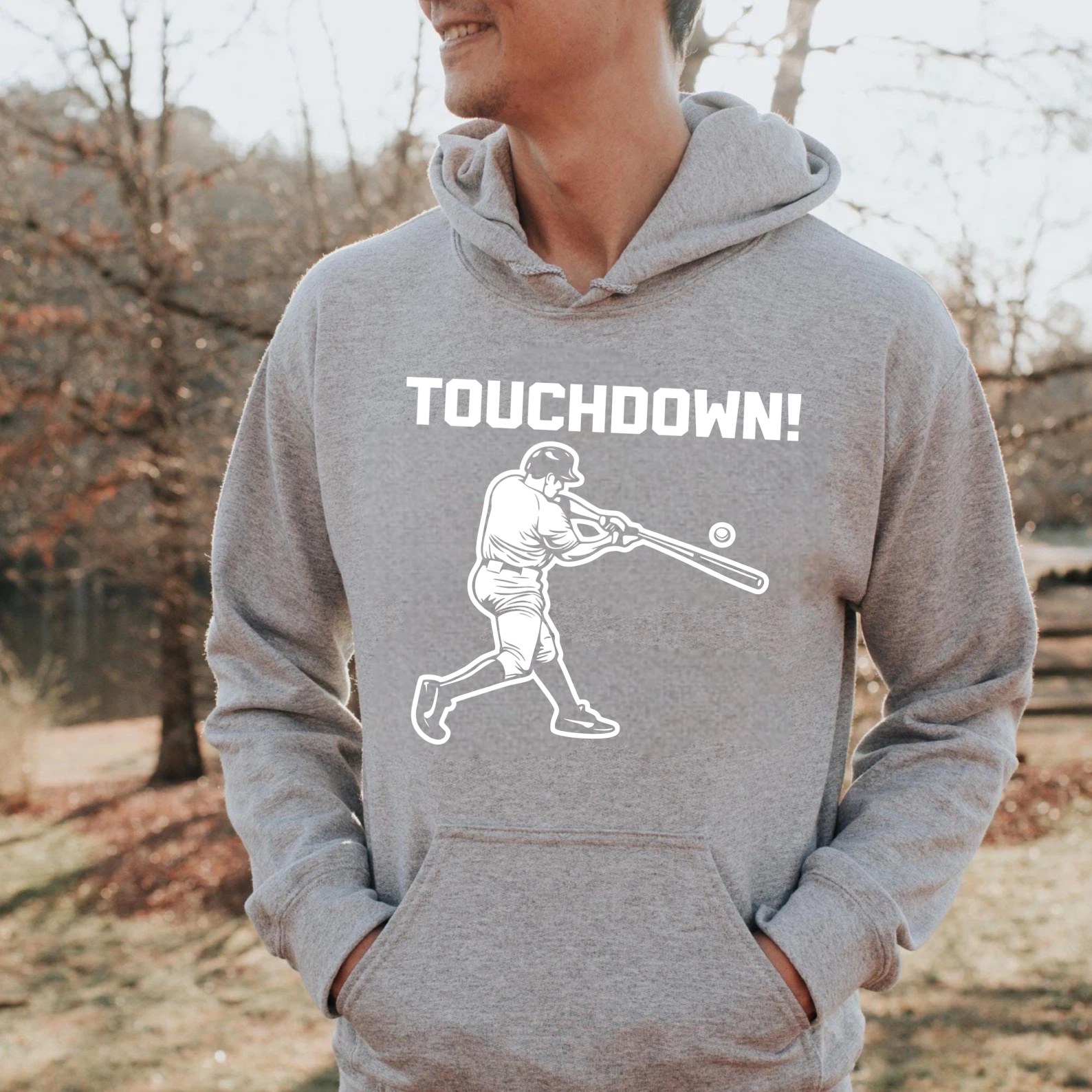 Dorawear™ Touchdown Baseball Player Hoodie Black Sweatshirt With Graphic Design For Sports Fans