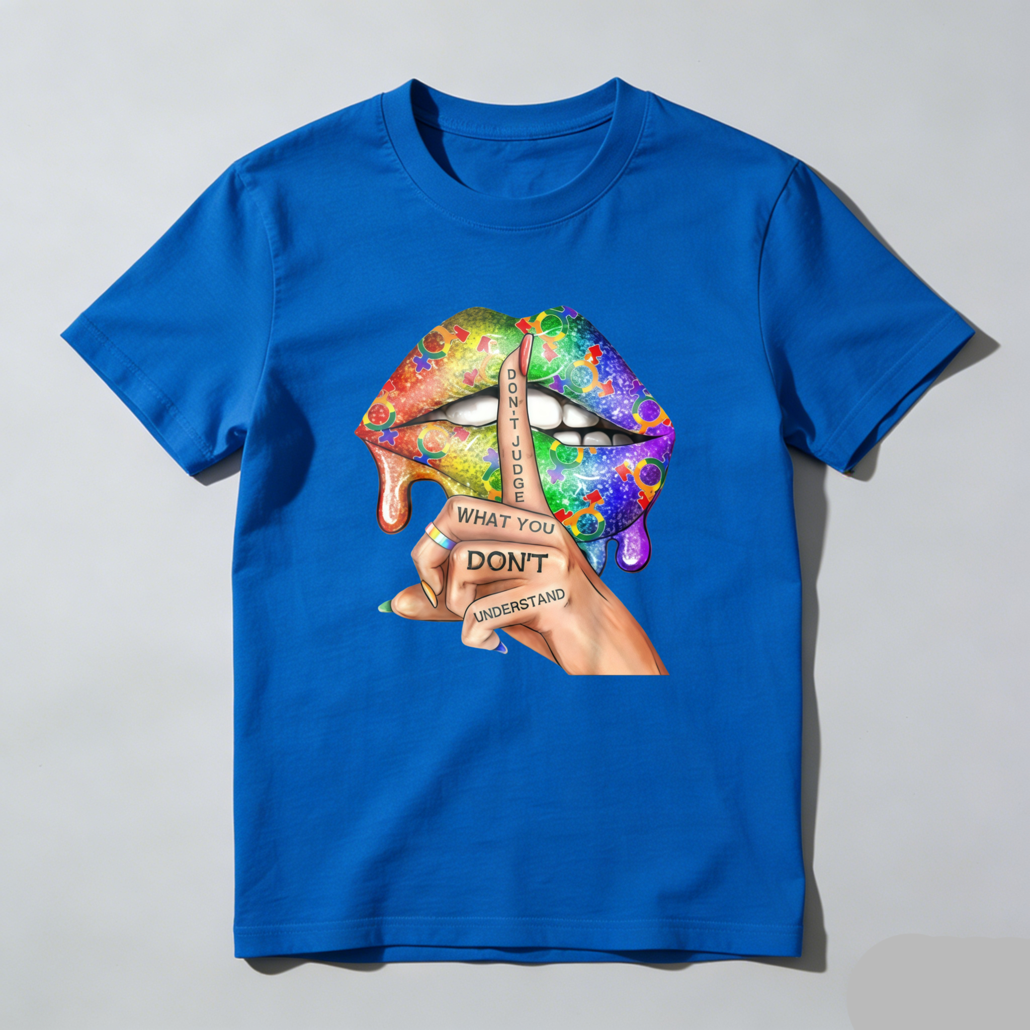 Dorawear™  Colorful Lips With Text And Hand T Shirt
