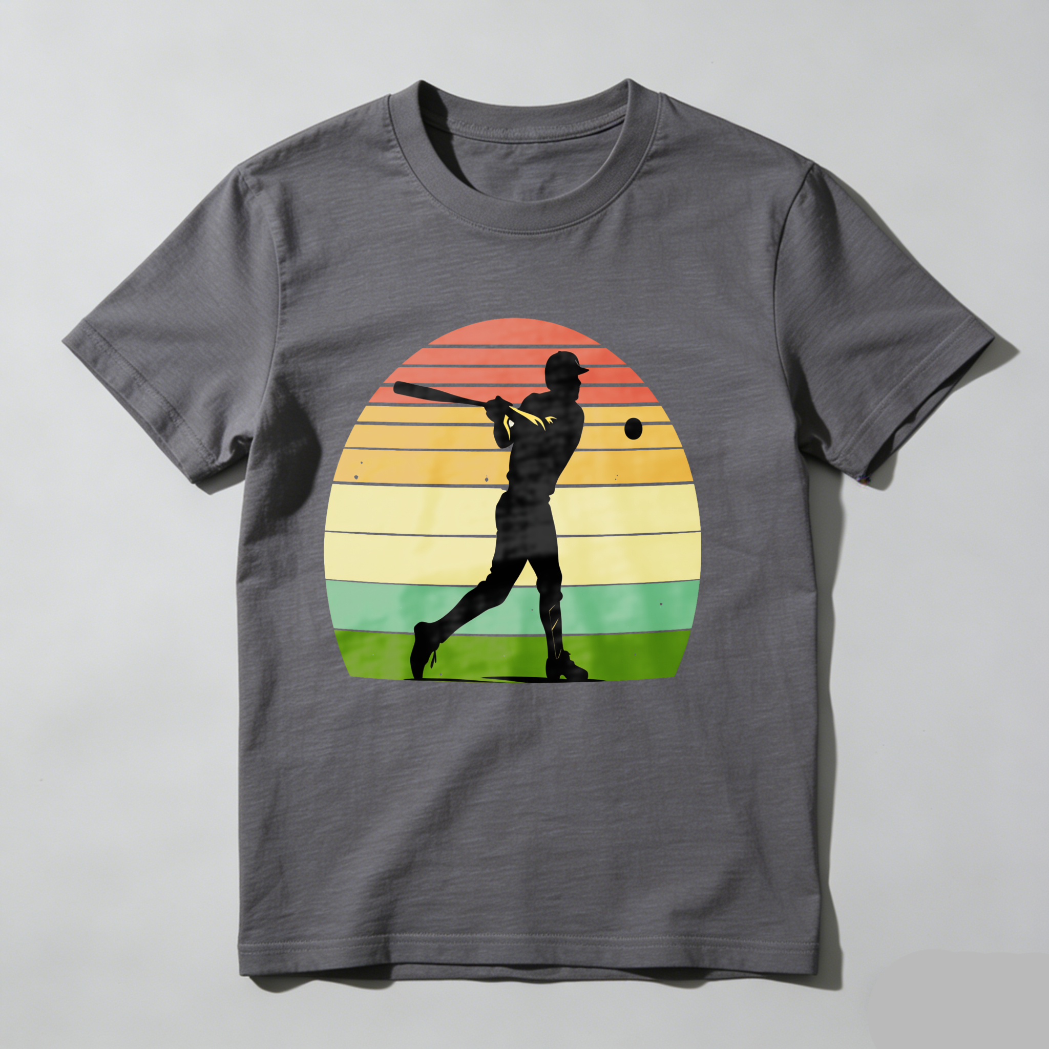 Dorawear™ Silhouette Baseball Player Sunset Background  T Shirt