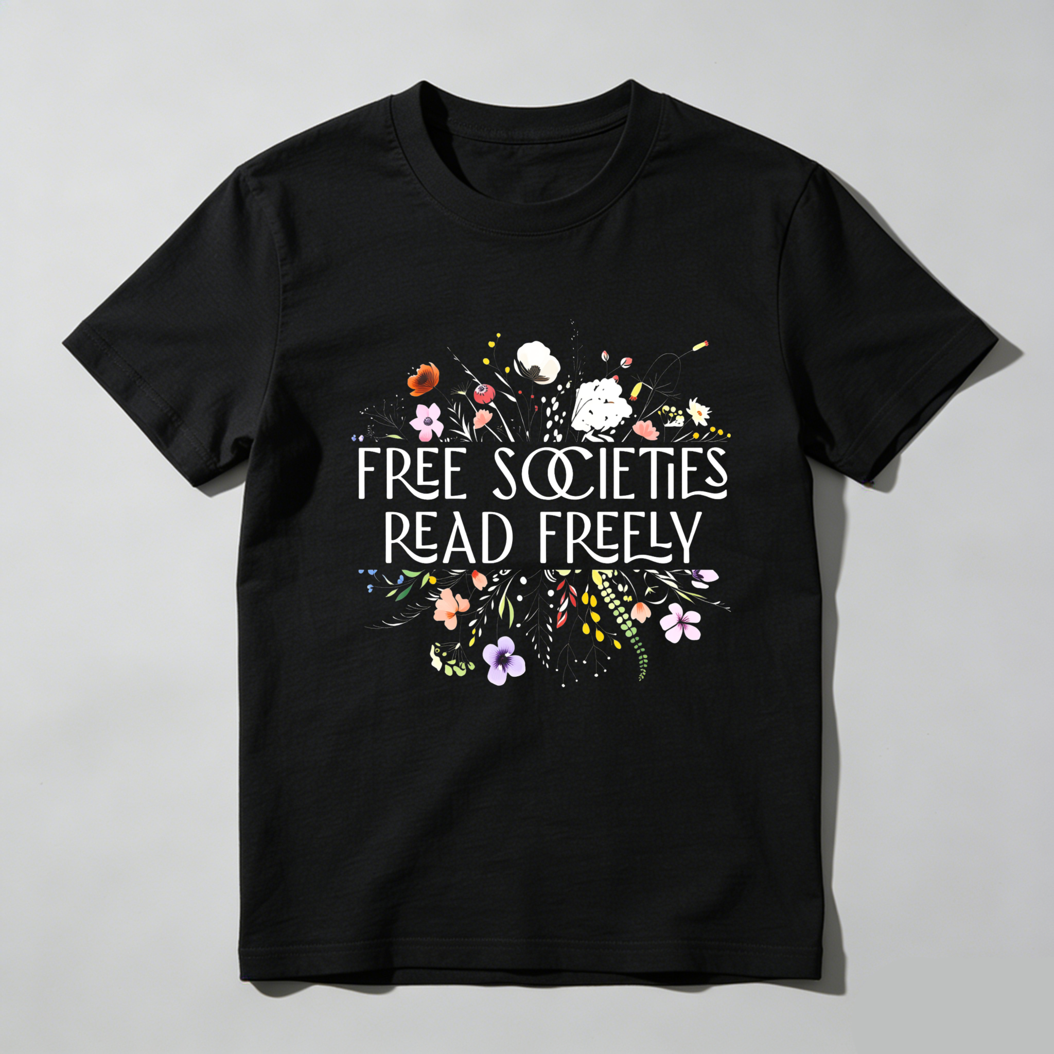 Dorawear Free Societies Read Freely Floral Design T Shirt