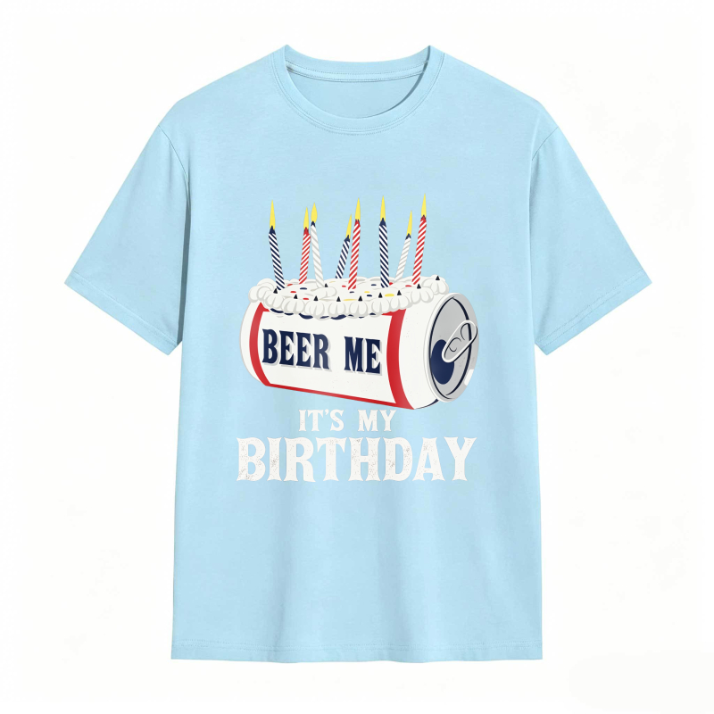 Dorawear™ Beer Can With Candles And Text Beer Me Its My Birthday Unisex Classic T-shirt