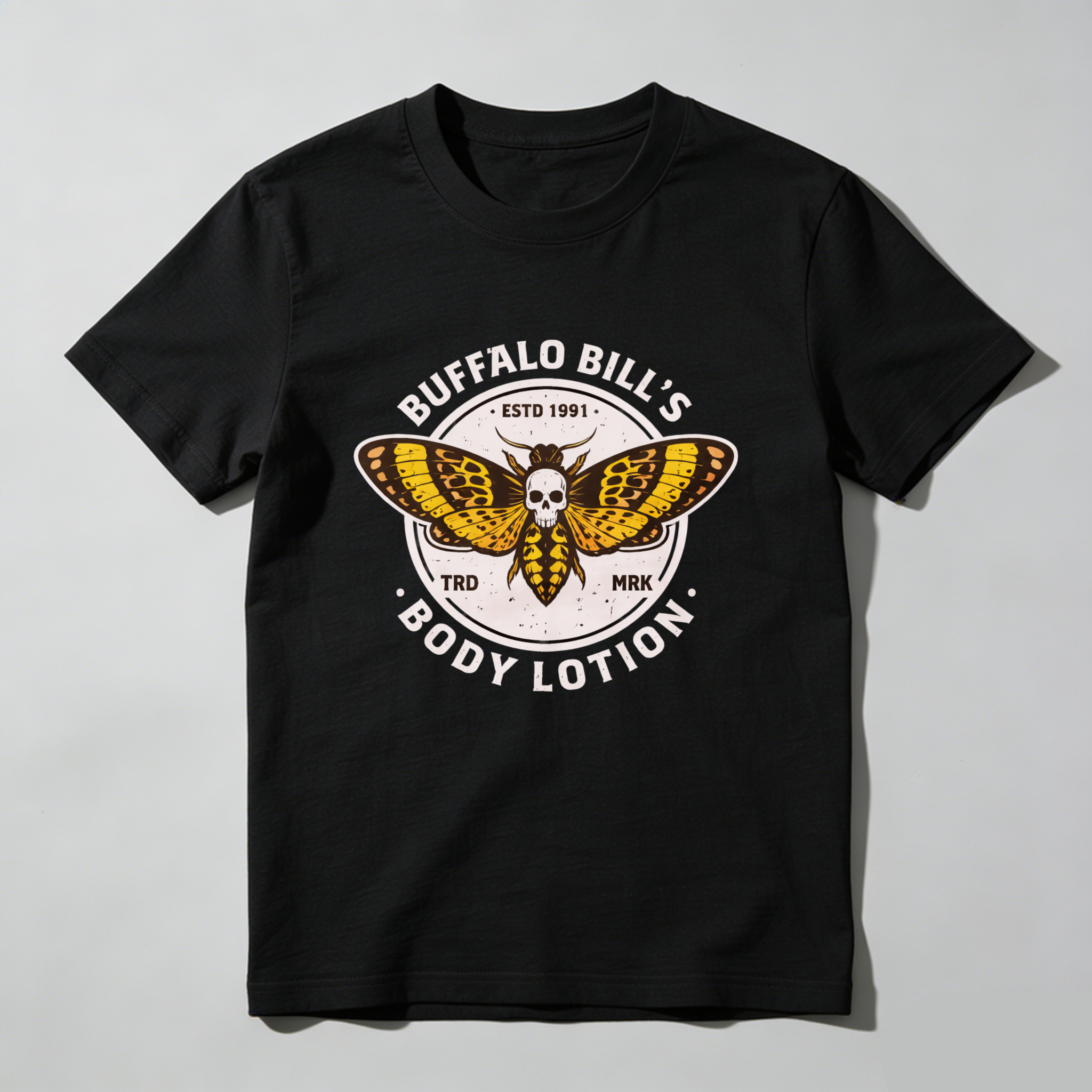 Dorawear™ Buffalo Bills Body Lotion Moth Skull Pure Cotton Short Sleeve T Shirt-Dorawear