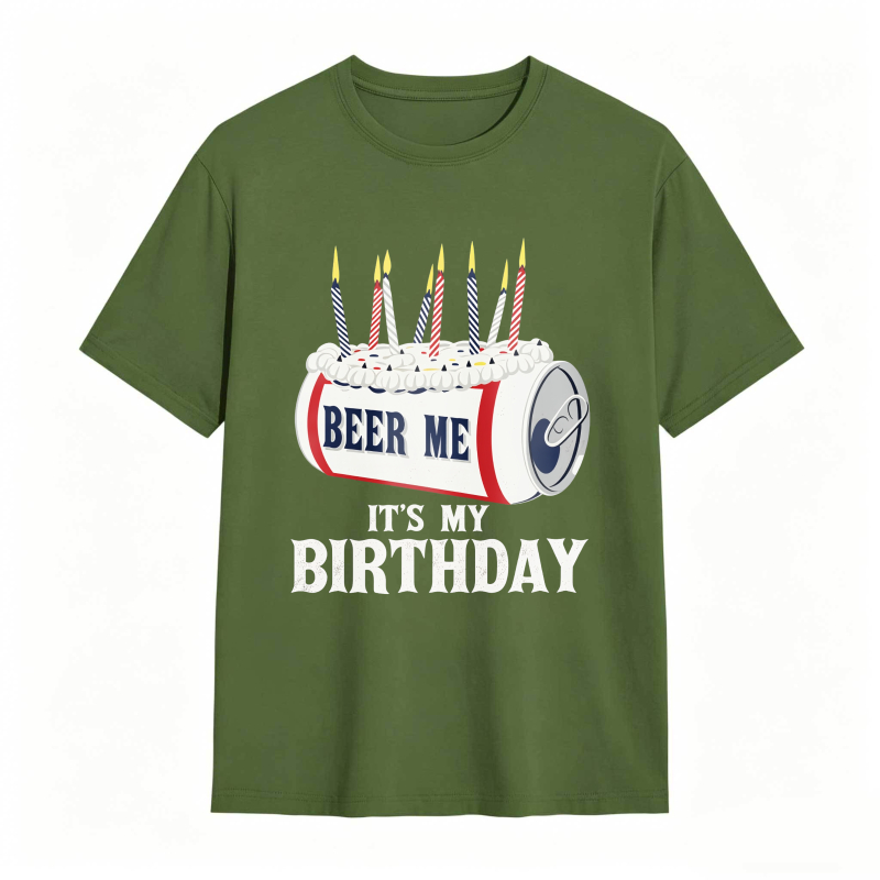 Dorawear™ Beer Can With Candles And Text Beer Me Its My Birthday Unisex Classic T-shirt
