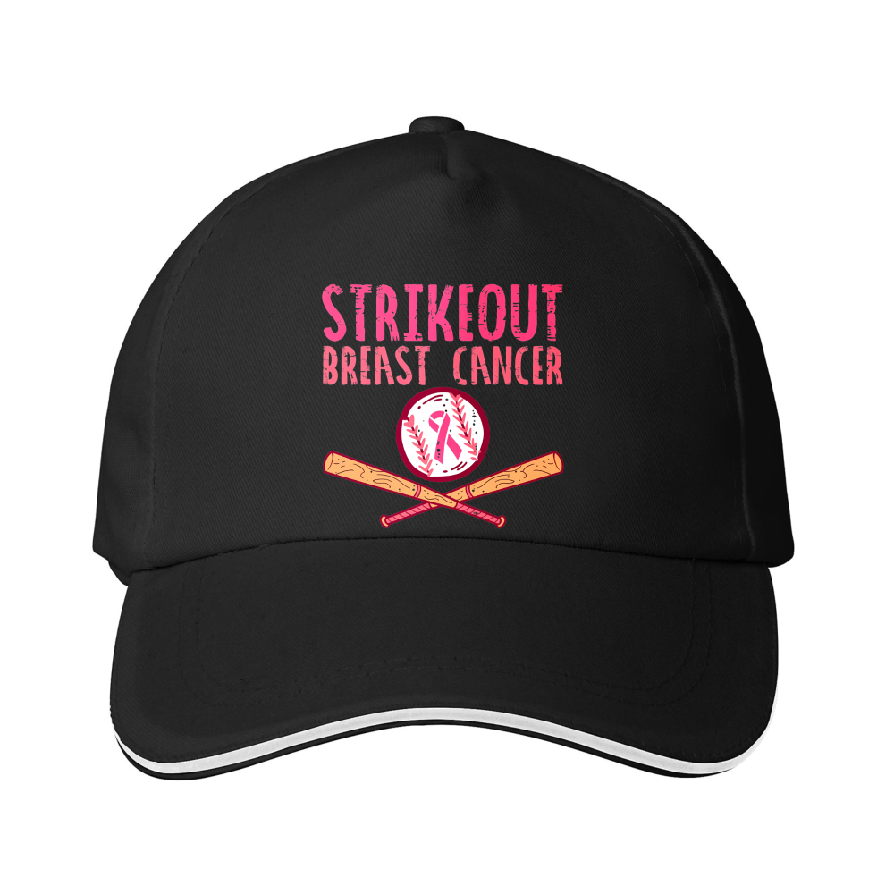 Dorawear™ Baseball Cap Strikeout Breast Cancer Pink Baseball And Bat Design For Awareness Events