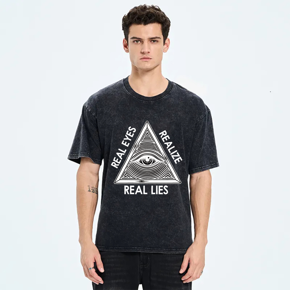 Dorawear™  Real Eyes Realize Real Lies Washed Cotton T-Shirt