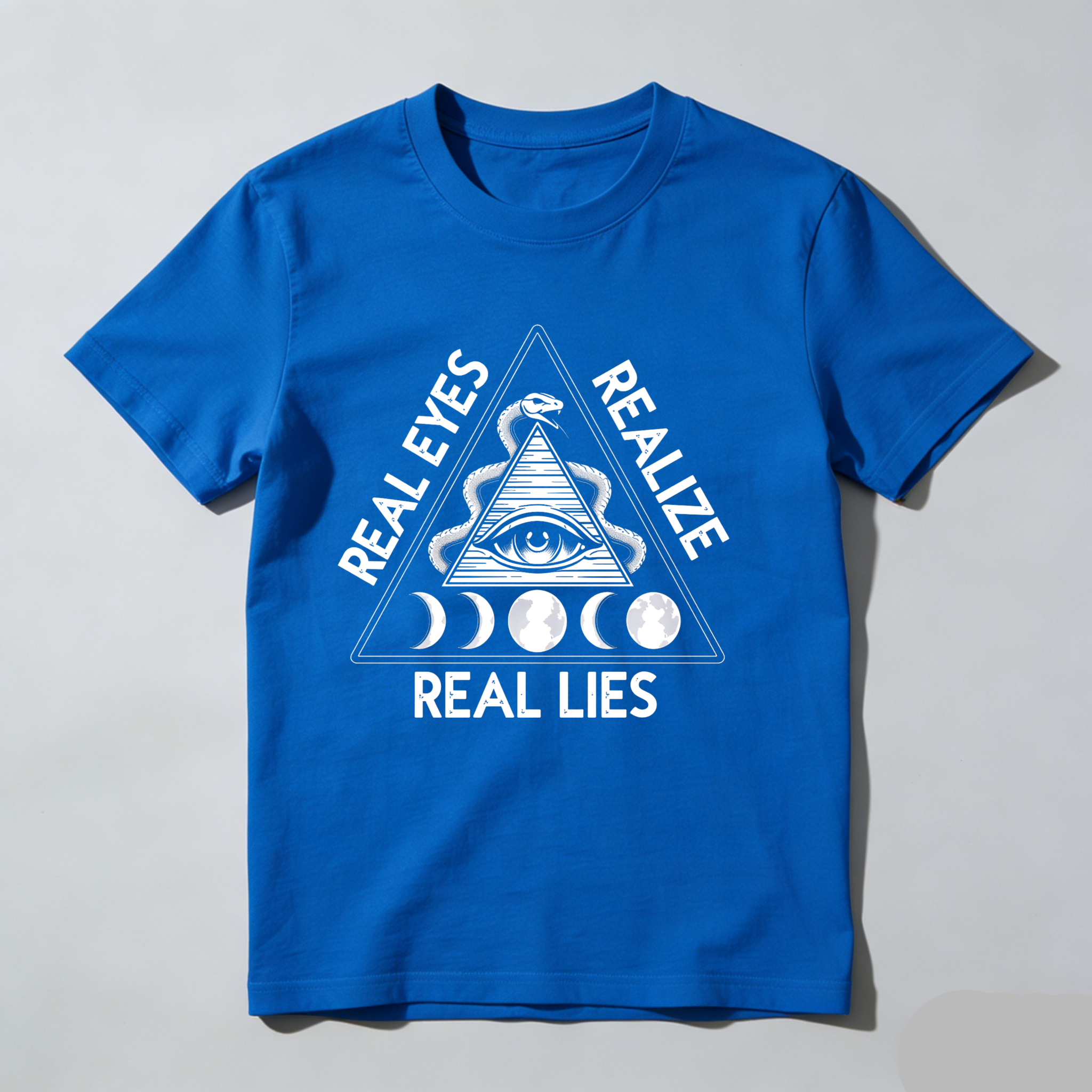 Dorawear™Real Eyes Realize Real Lies Pyramid Eye Snake Moon Phases  T Shirt