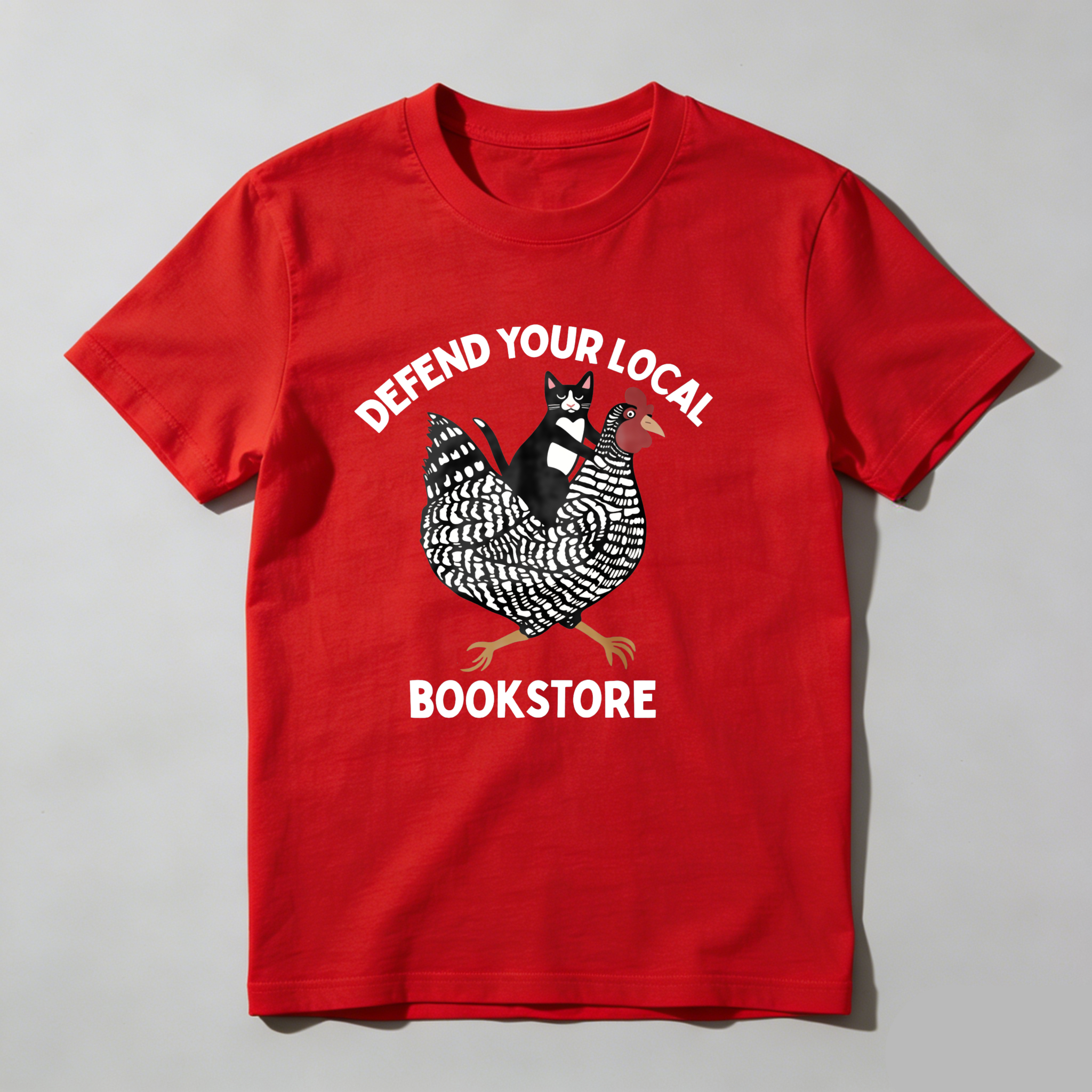 Dorawear™ Defend Your Local Bookstore Chicken Pattern T Shirt