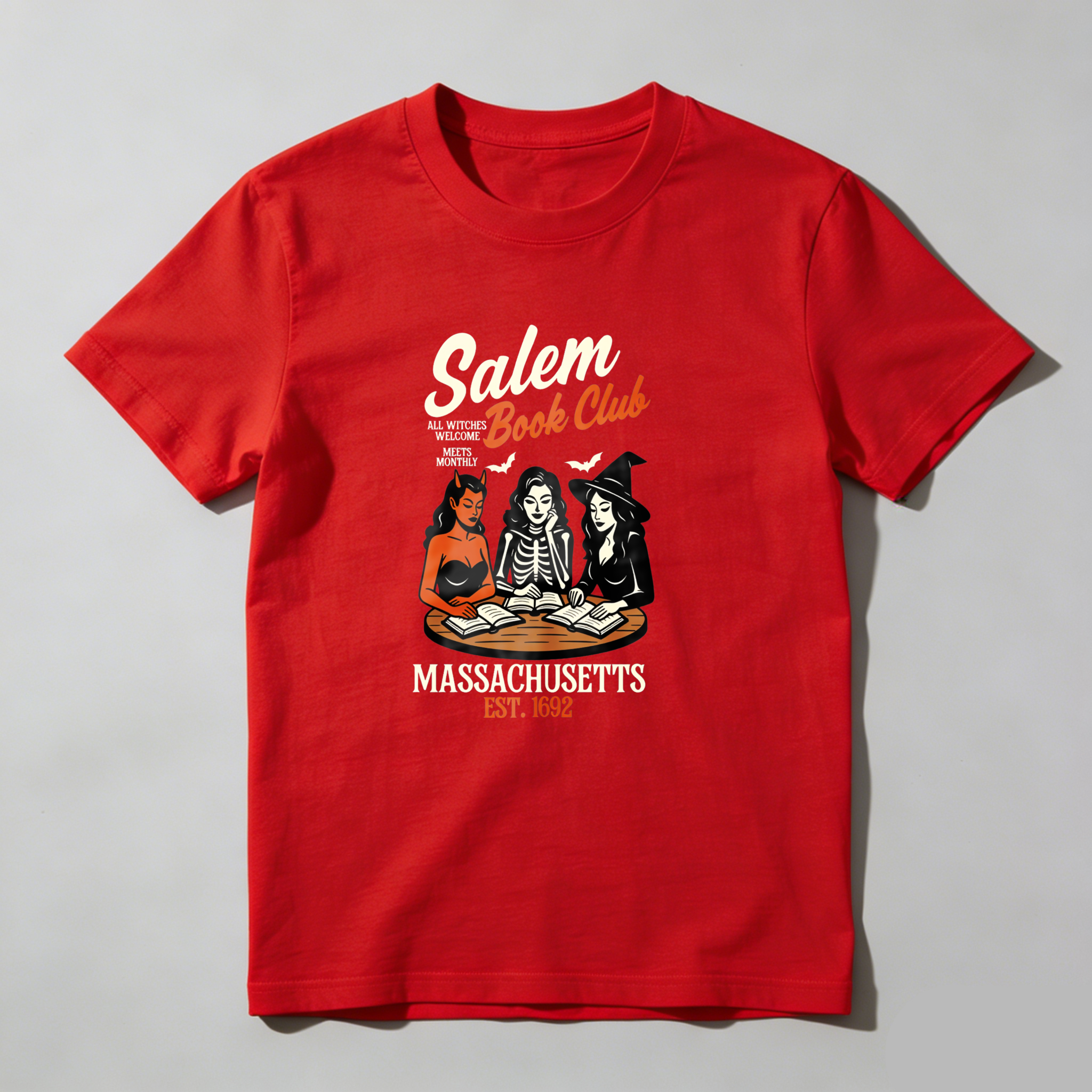 Dorawear™ Salem Book Club Witches Reading Books Massachusetts Est 1692 T Shirt