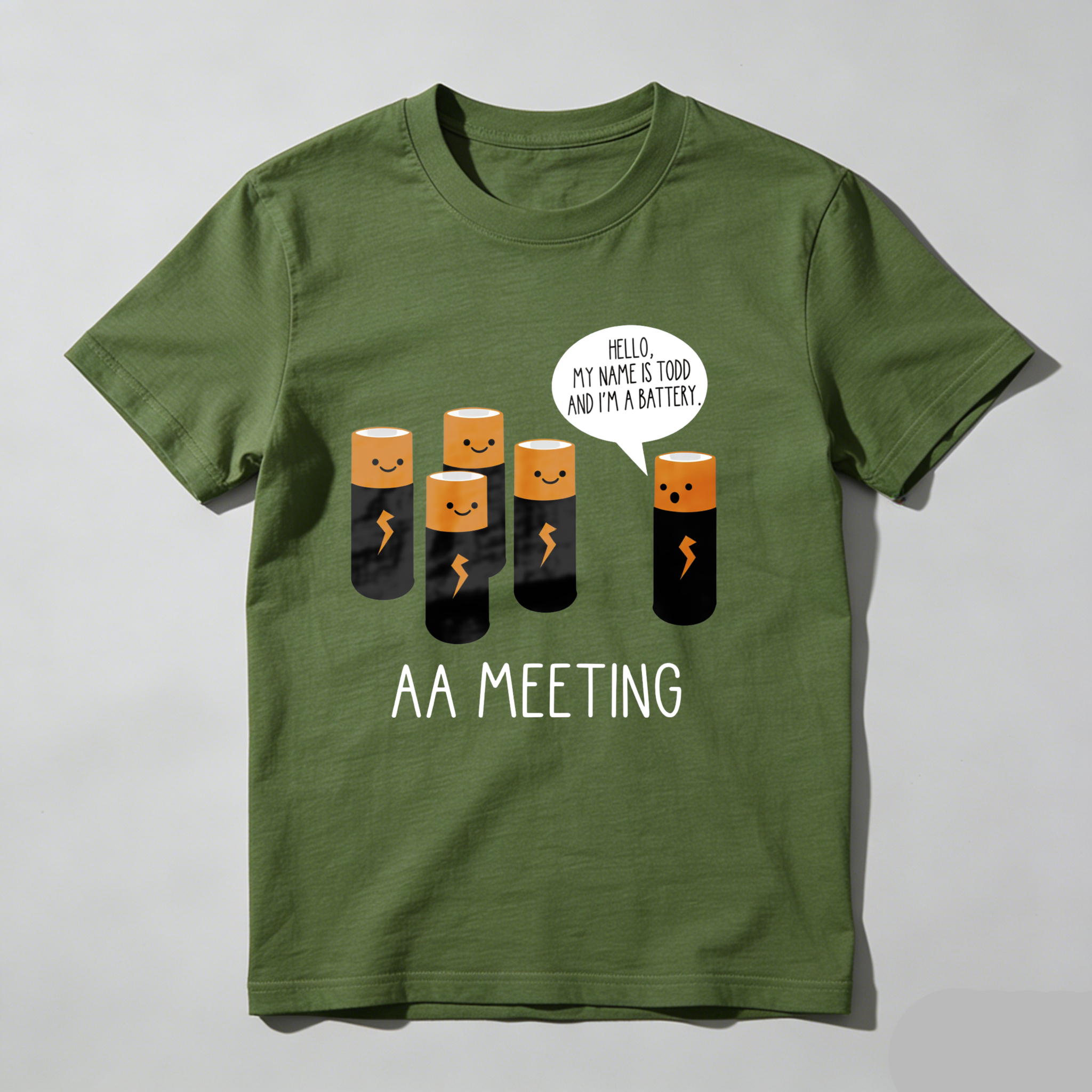 Dorawear™ Battery Characters With Speech Bubble And Text T Shirt