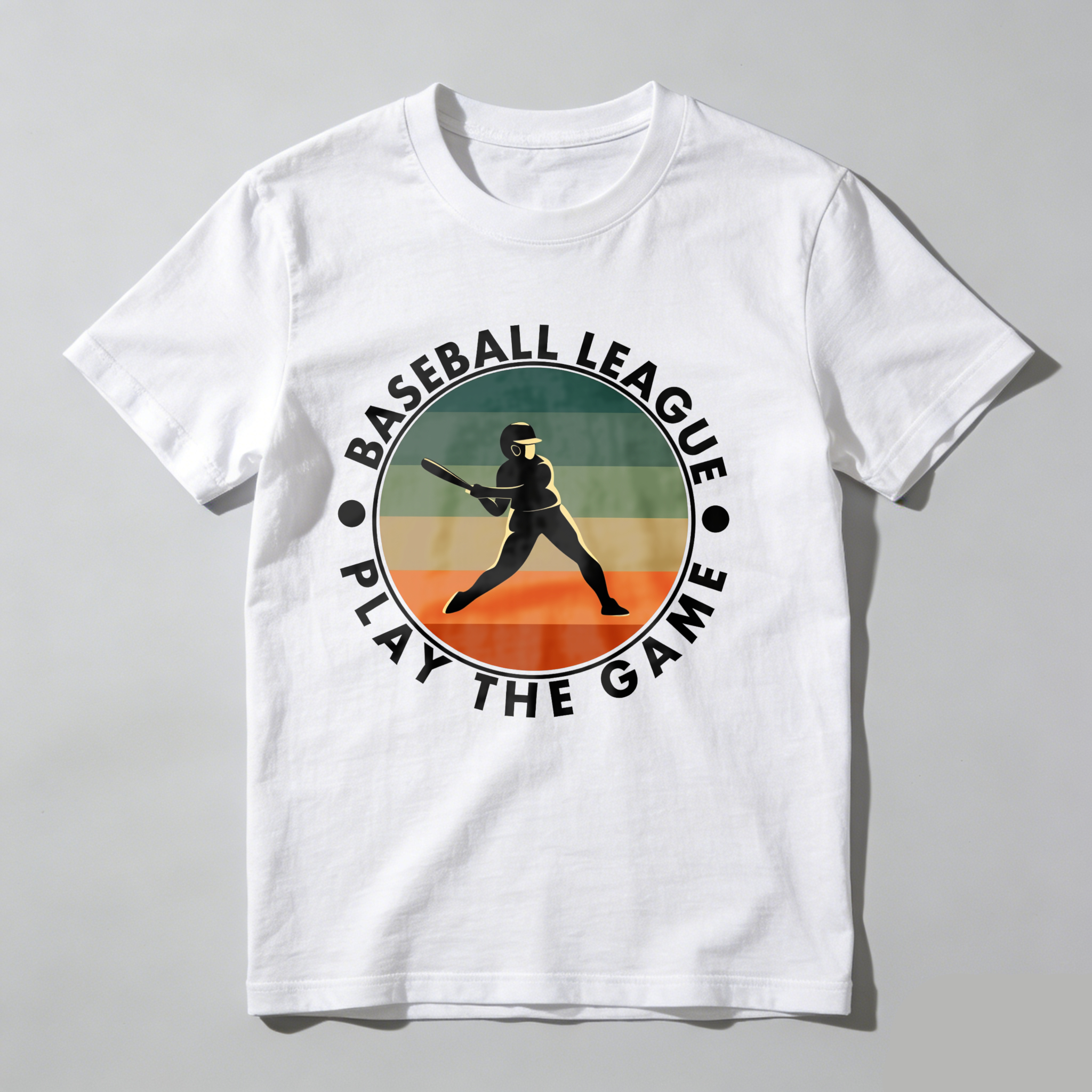Dorawear™ Baseball Player Silhouette Retro Gradient Circle Design  T Shirt