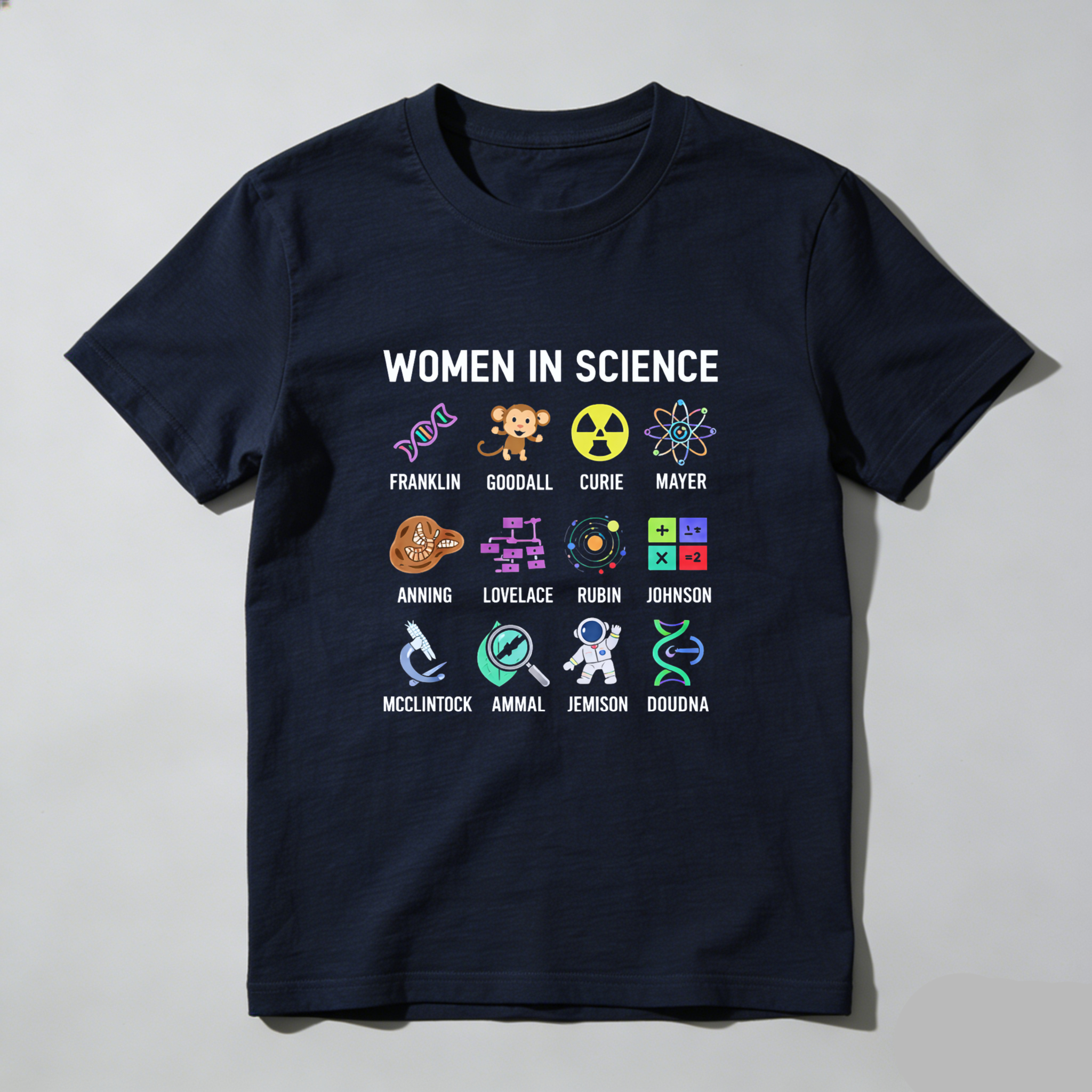 Dorawear™ Women In Science Icons Pure Cotton Short Sleeve T Shirt-Dorawear