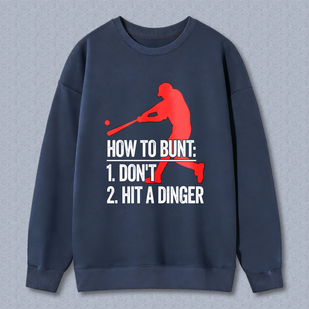 Dorawear™ Baseball Player Silhouette With Text How To Run 1 Don't 2 Hit The Dinger Unisex Classic Sweatshirt-Dorawear