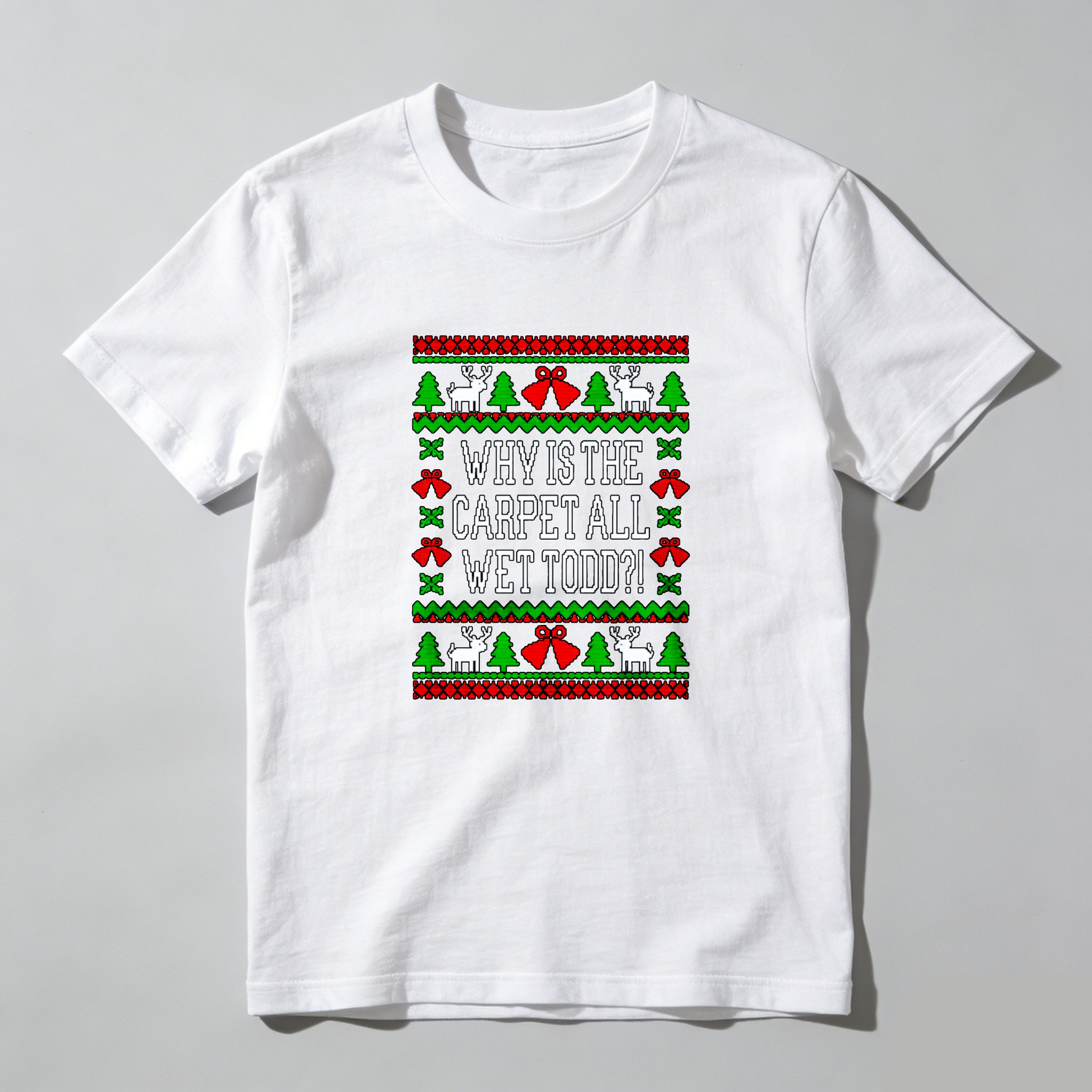 Dorawear™ Why Is The Carpet All Wet Todd Christmas Print Pure Cotton Short Sleeve T Shirt-Dorawear