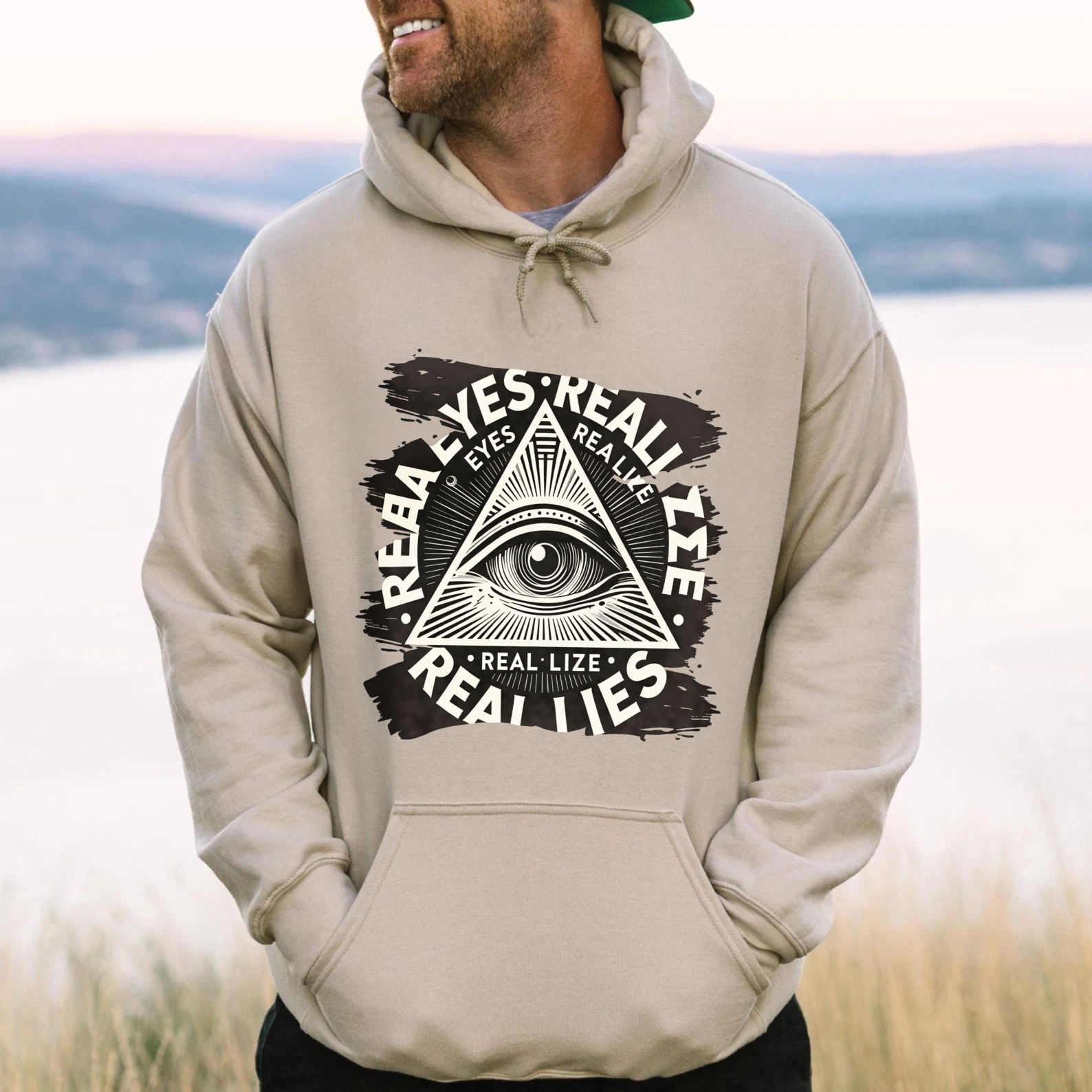 Dorawear™ All Seeing Eye Real Lies Realize Hoodie Black Sweatshirt With Eye Of Providence Design For Men And Women Casual Wear Fashion Statement Piece-Dorawear