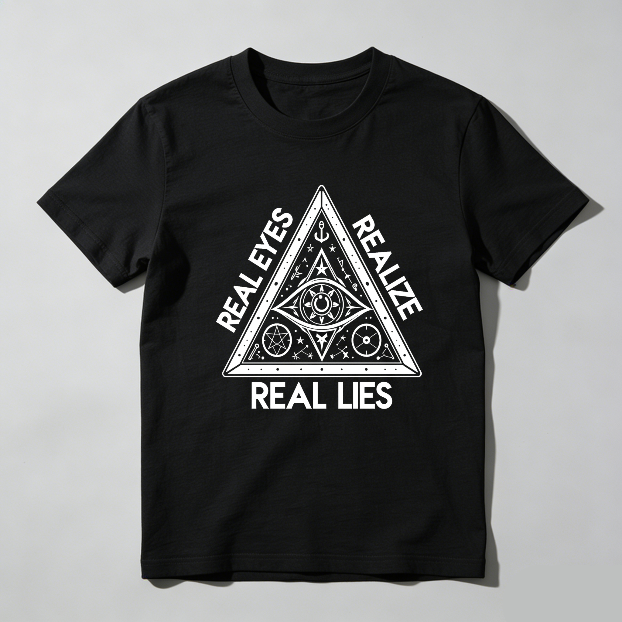 Dorawear™Real Eyes Realize Real Lies Pyramid Symbol  T Shirt