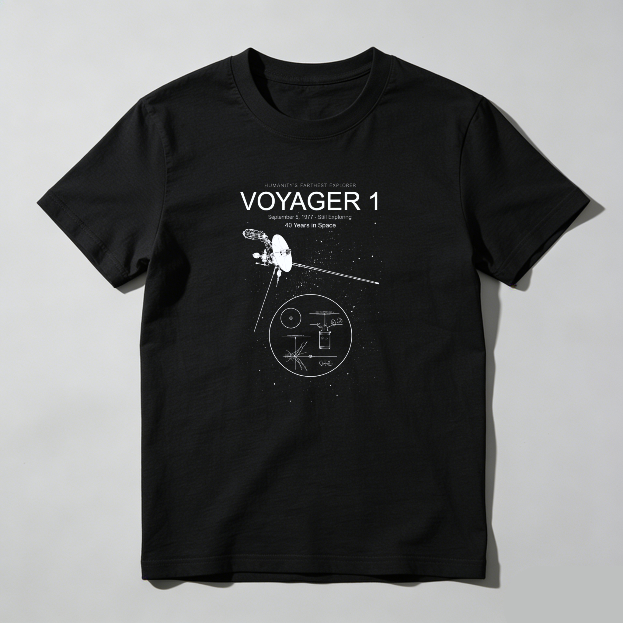 Dorawear™ Voyager 1 Space Exploration Golden Record Pure Cotton Short Sleeve T Shirt-Dorawear