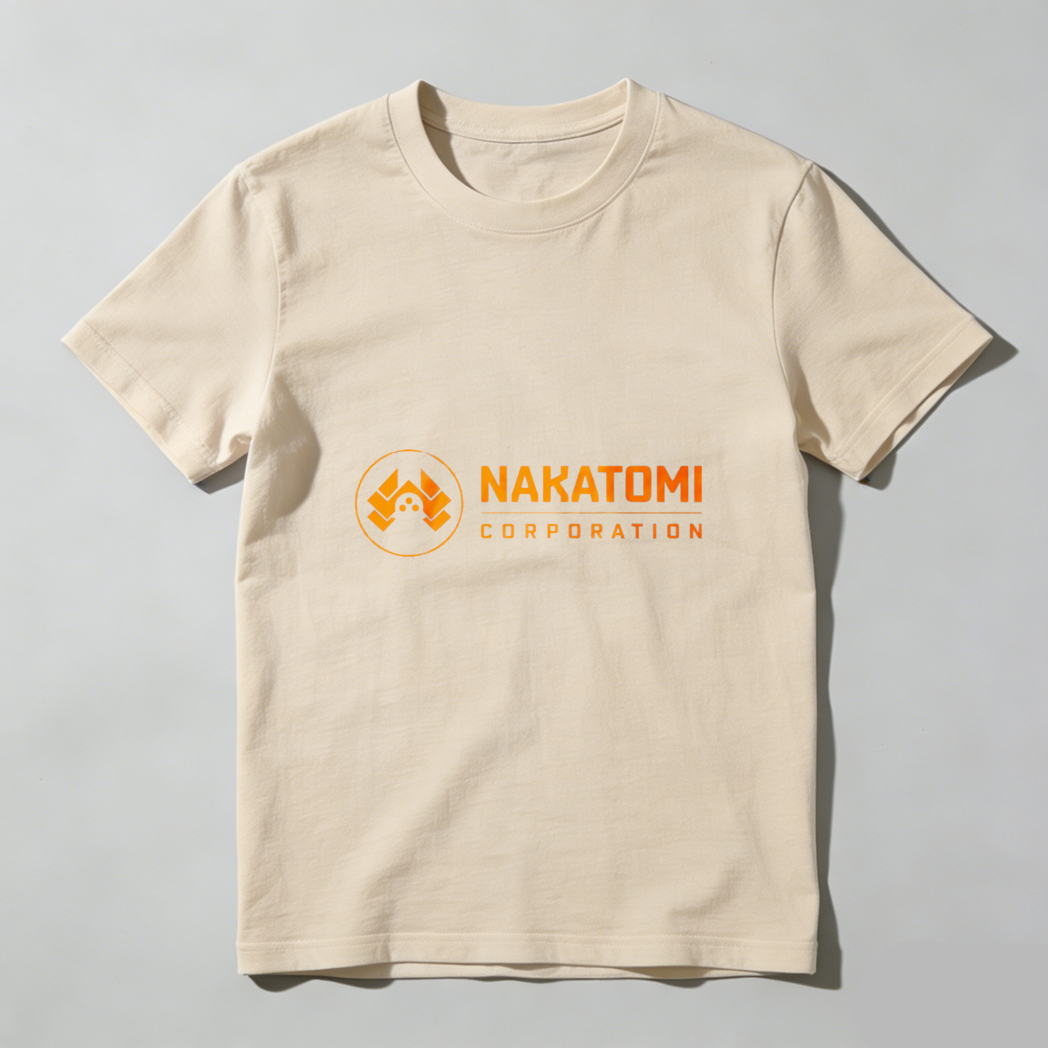 Dorawear Nakatomi Corporation Logo Orange Print Pure Cotton Short Sleeve T Shirt