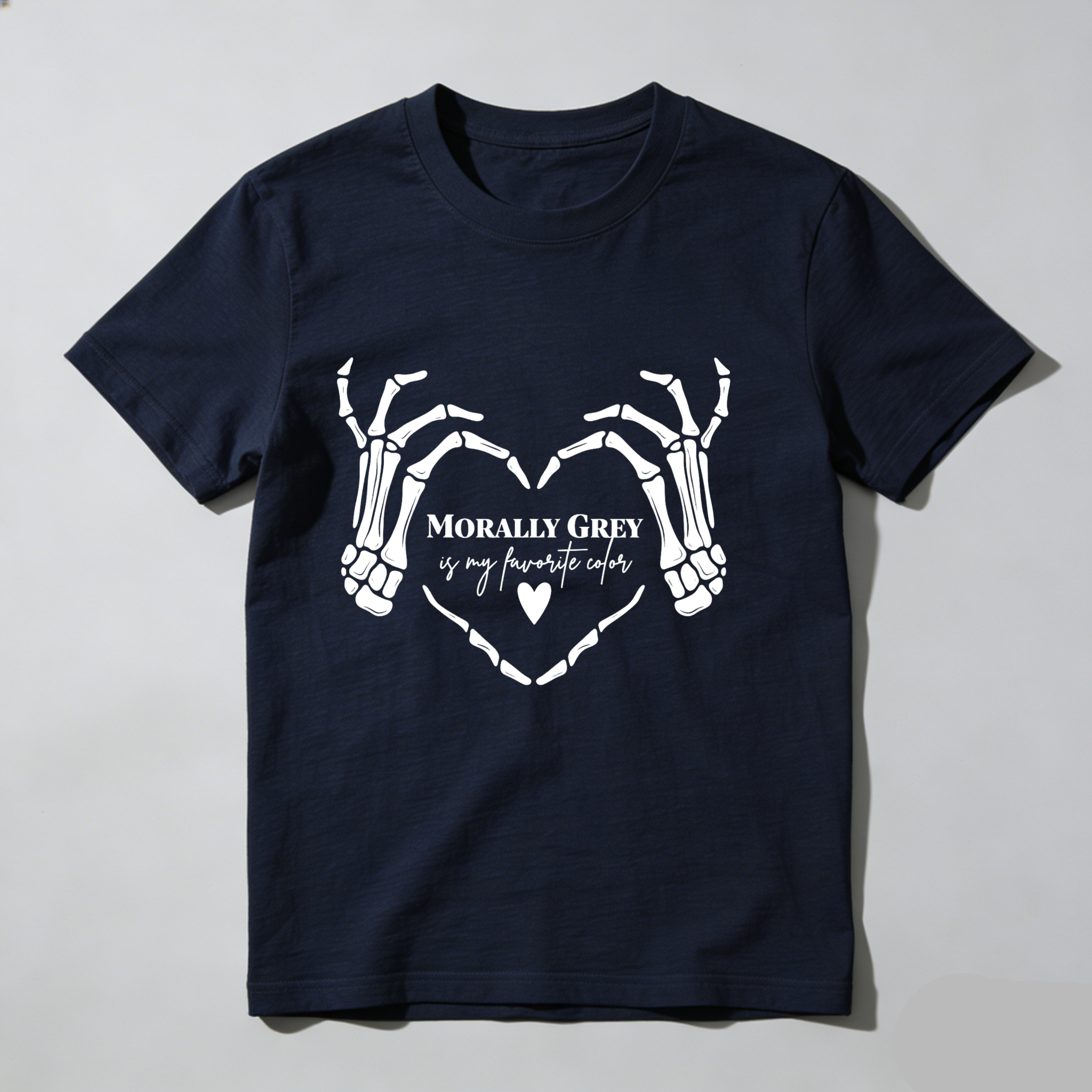 Dorawear Skeleton Hands Form Heart With Text T Shirt