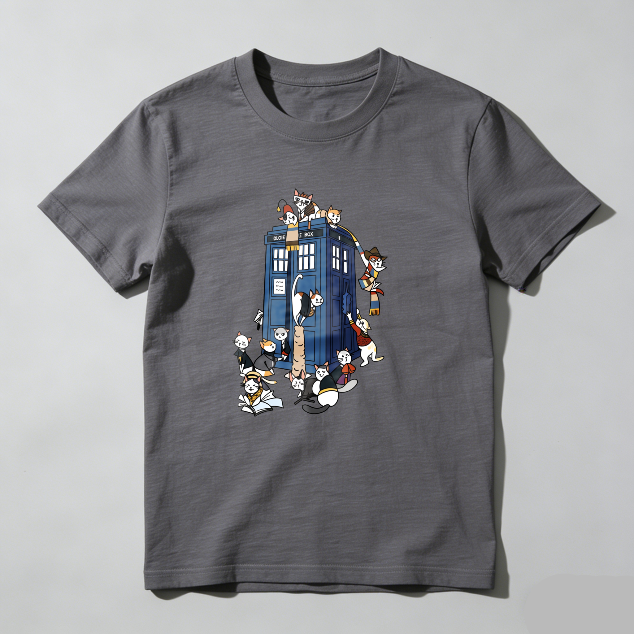 Dorawear™ Cats Surrounding Blue Police Box T Shirt