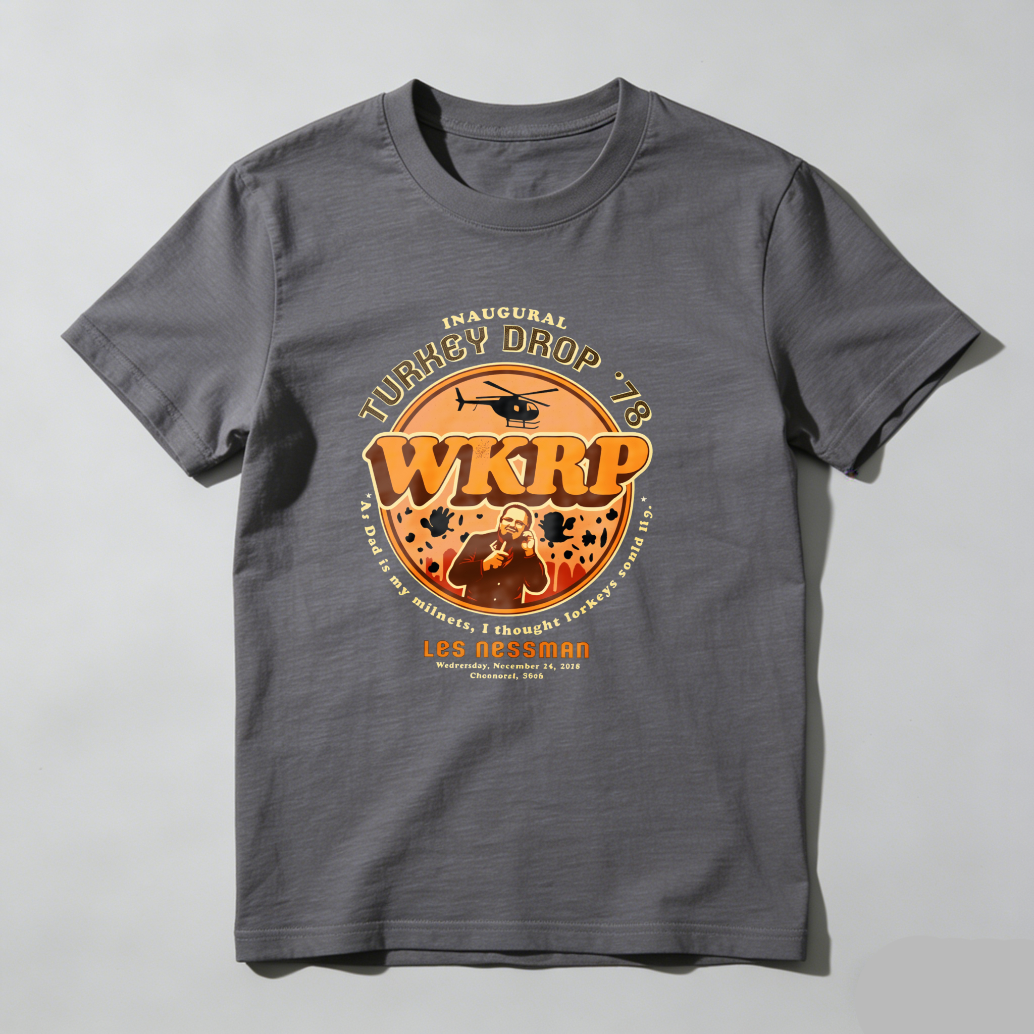 Dorawear™ Inaugural Turkey Drop 78 Wkrp Les Nessman T Shirt