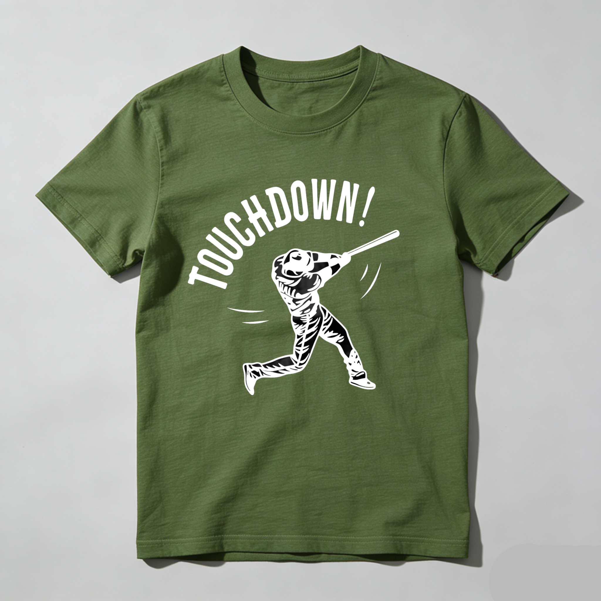 Dorawear™ Touchdown T-Shirt Featuring Baseball Player Swinging Bat