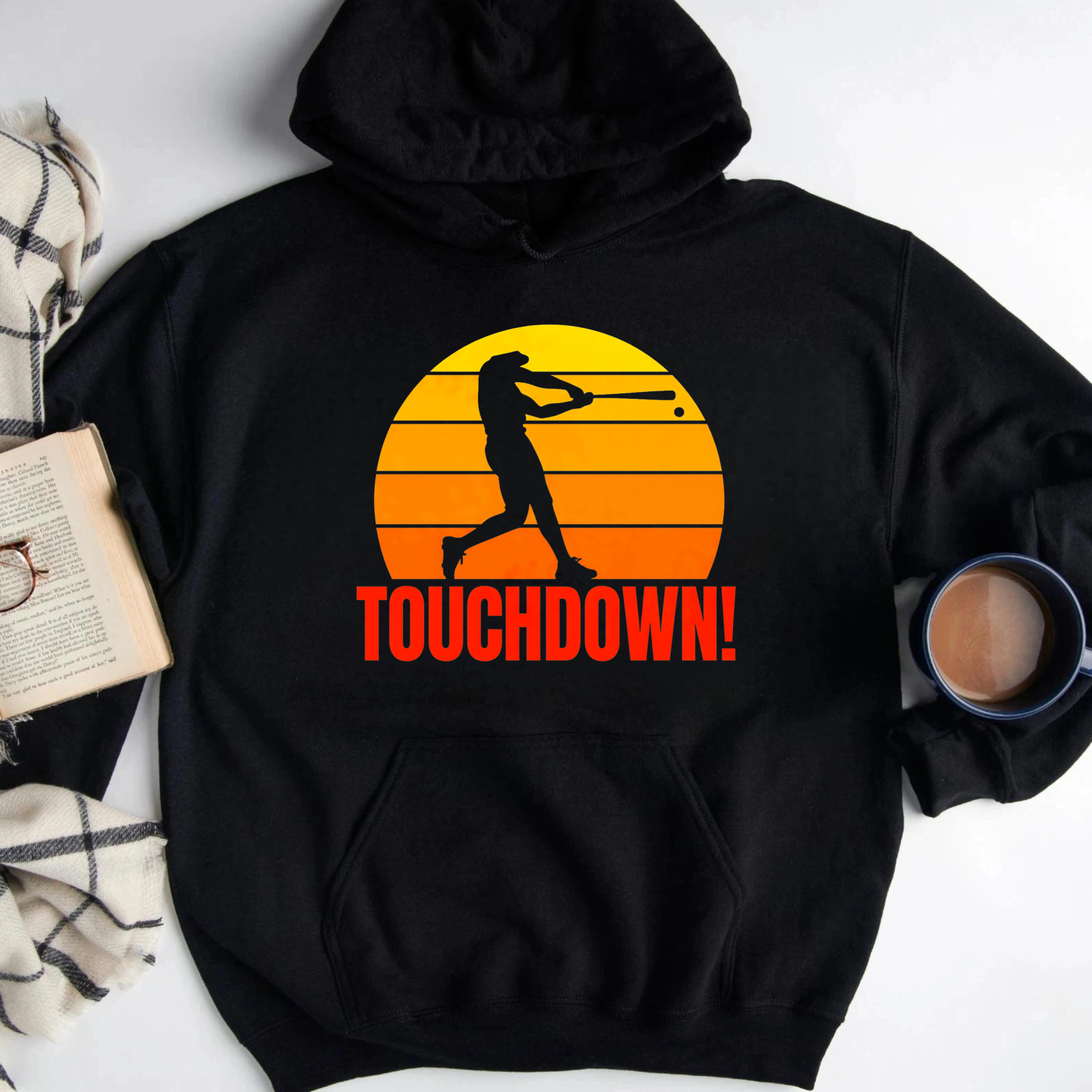 Dorawear™ Touchdown Baseball Player Sunset Hoodie Sport Inspired Graphic Sweatshirt Men Women Unisex Casual Wear-Dorawear