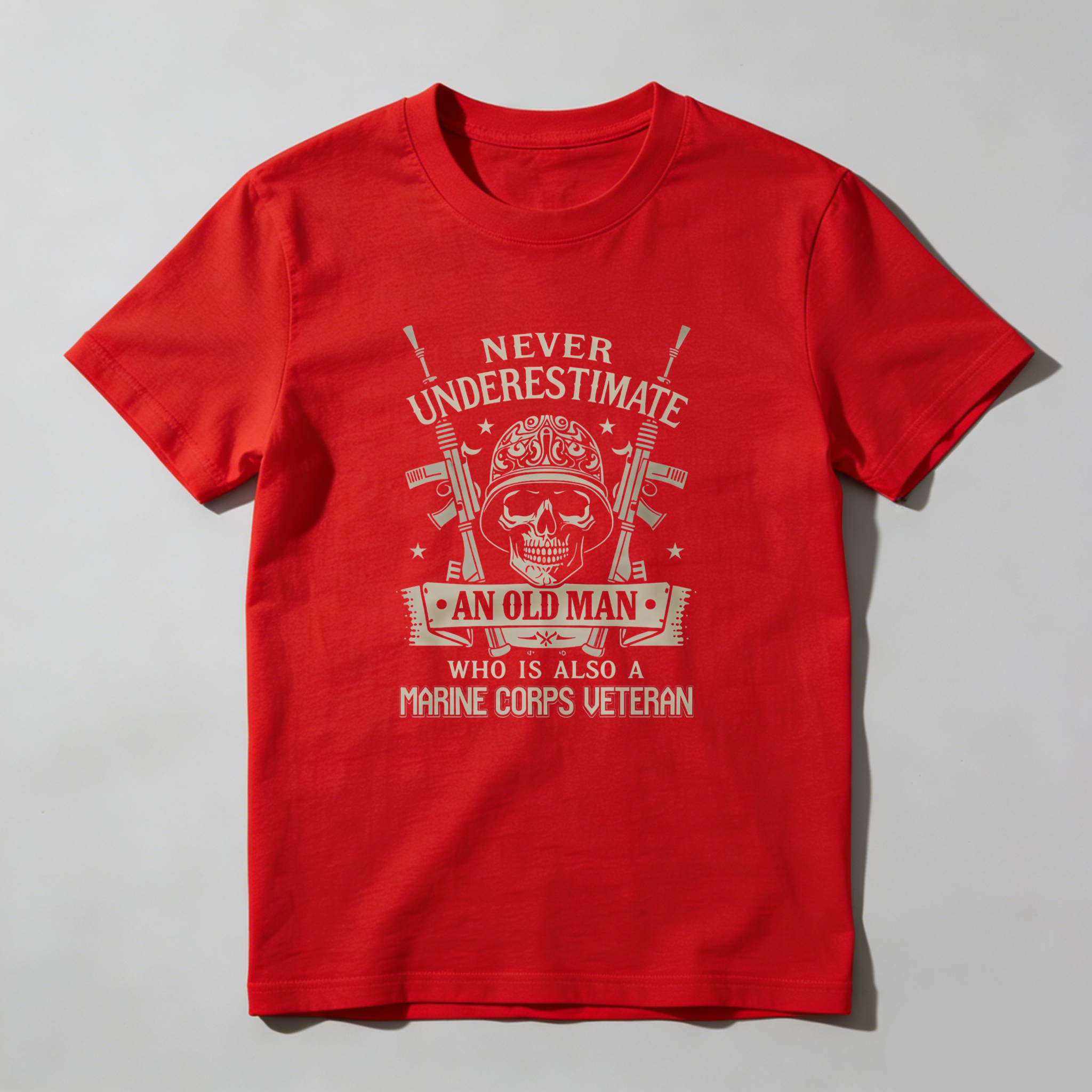 Dorawear™  Never Underestimate An Old Man Who Is Also A Marine Corps Veteran T Shirt