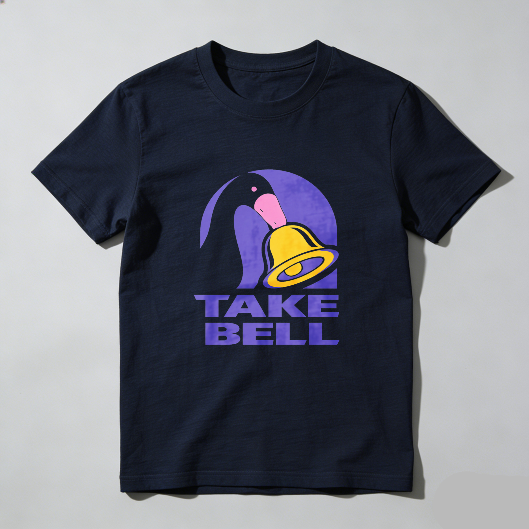 Dorawear™ Take Bell Penguin Bell Purple Design Pure Cotton Short Sleeve T-Shirt-Dorawear