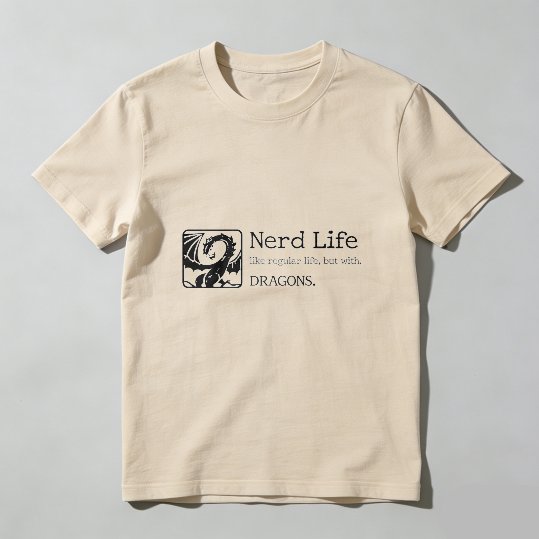Dorawear™ Nerd Life Dragon Print Pure Cotton Short Sleeve T Shirt-Dorawear
