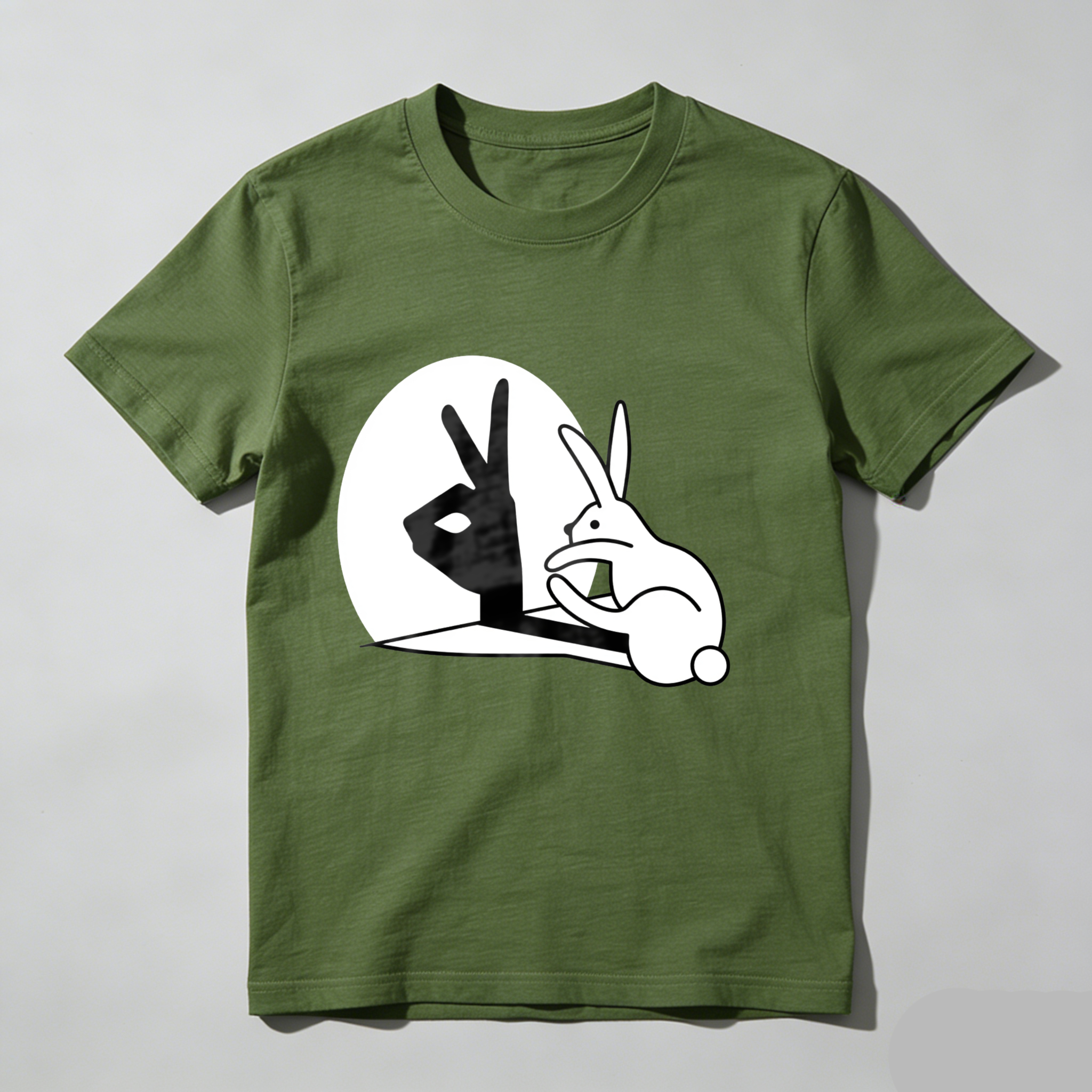 Dorawear™ Rabbit Making Peace Sign In Moon T Shirt