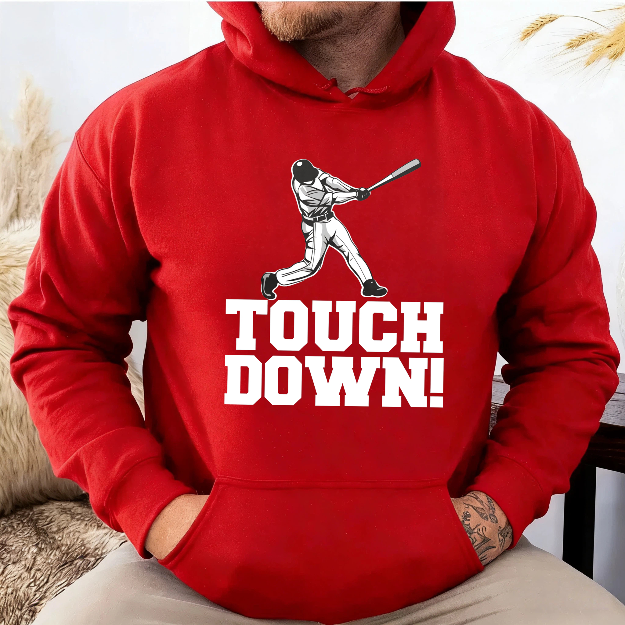 Dorawear™ Touch Down Baseball Player Hoodie Sport Sweatshirt Unisex Casual Wear