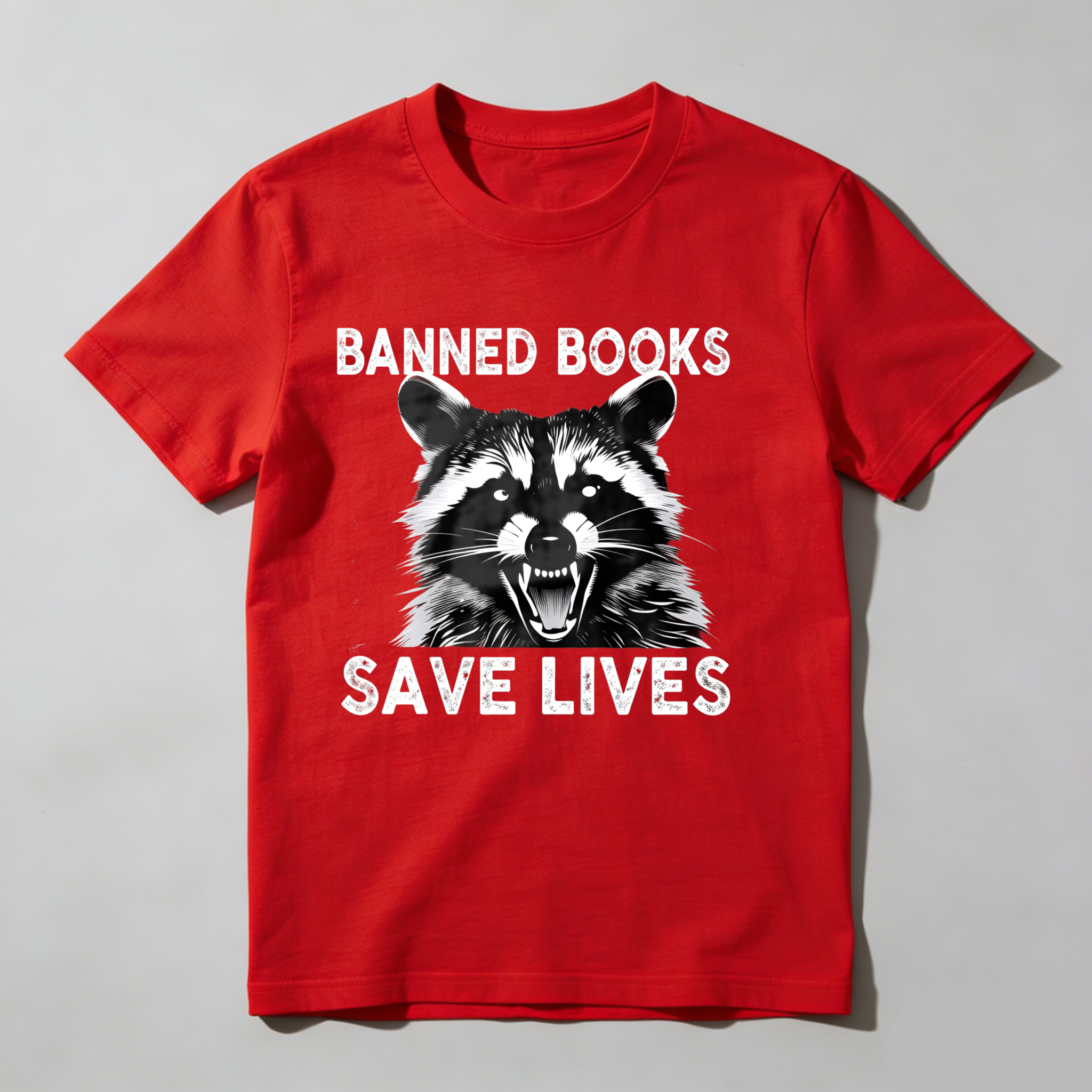 Dorawear™ Banned Books Save Lives Raccoon Face T Shirt