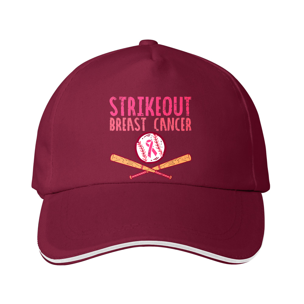Dorawear™ Baseball Cap Strikeout Breast Cancer Pink Baseball And Bat Design For Awareness Events
